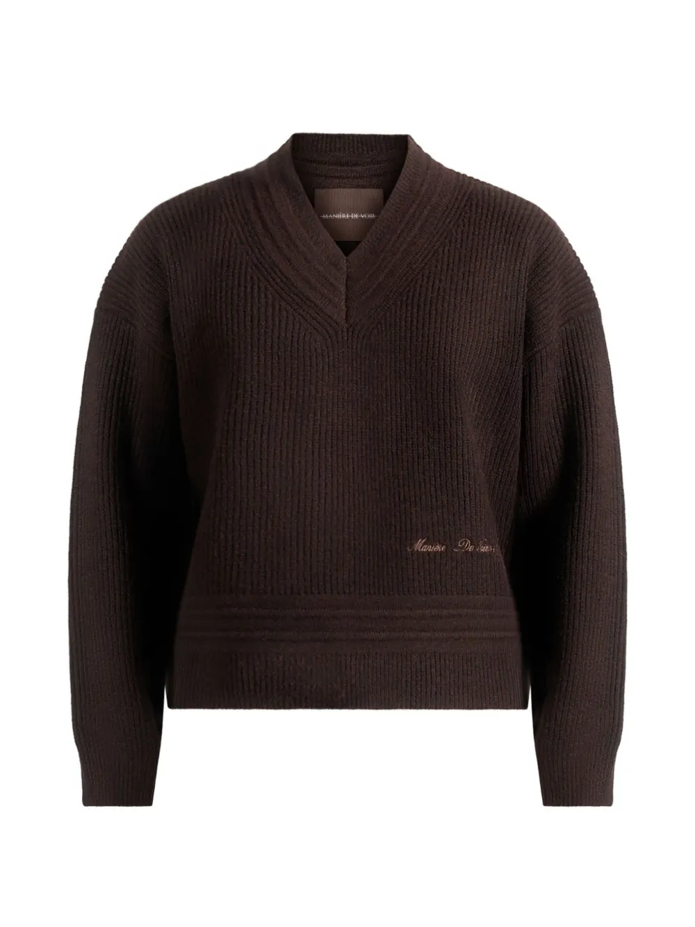 Manière De Voir V-neck dropped-shoulders knitted sweater - Braun