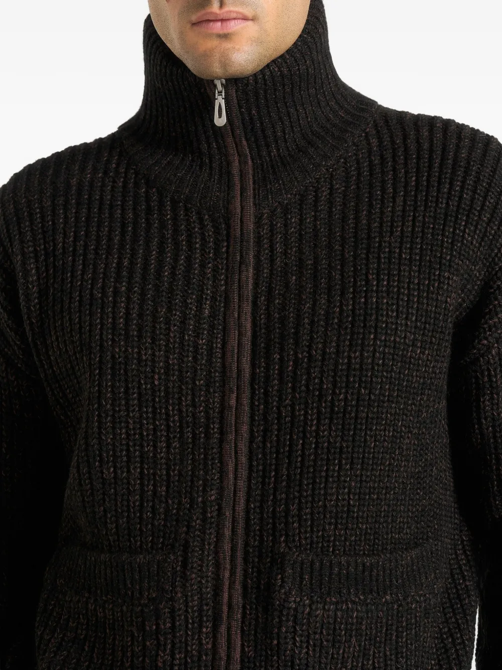 Manière De Voir Jamie speckled zip-up cardigan Zwart
