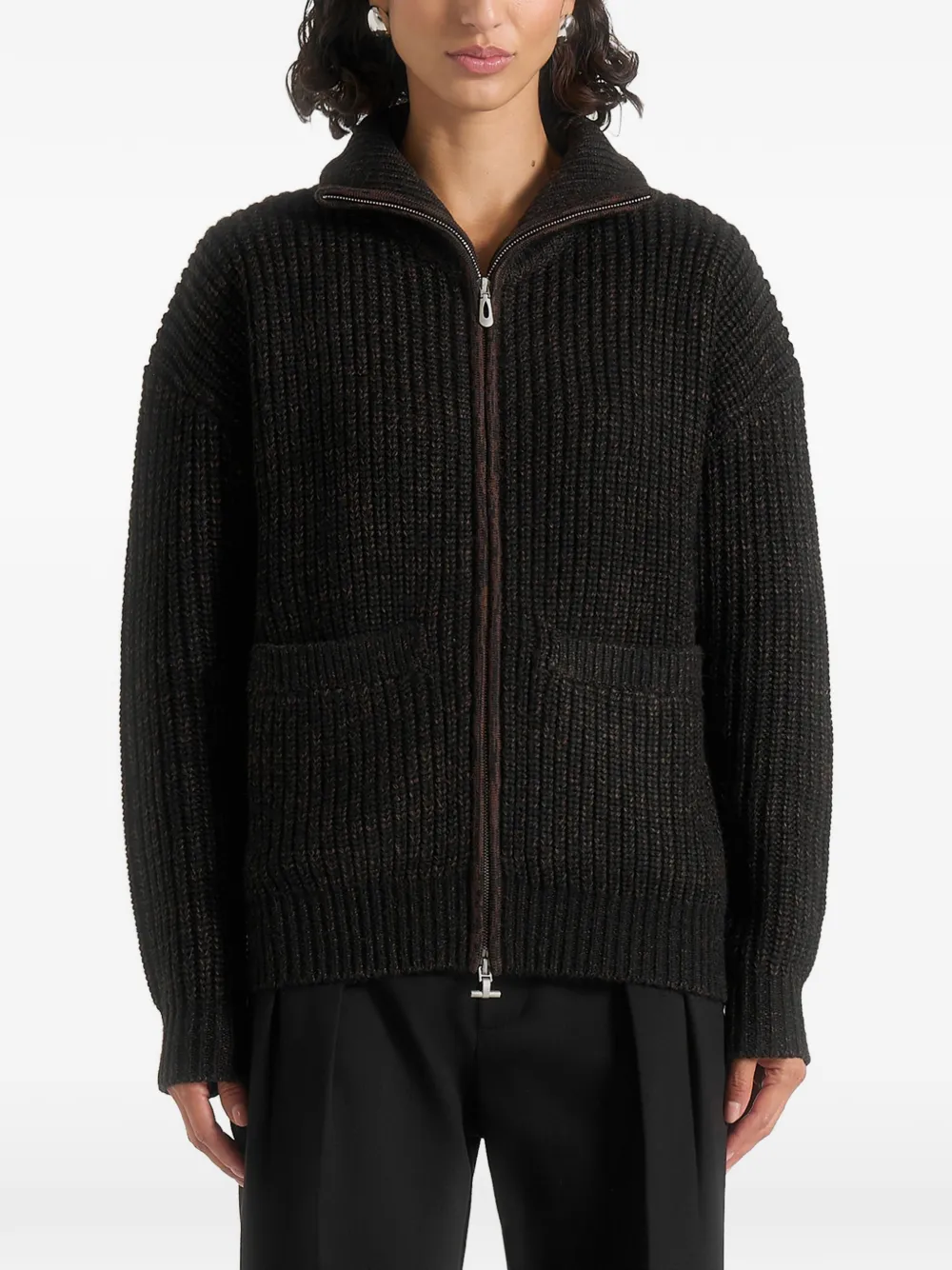 Manière De Voir Jamie speckled zip-up cardigan - Nero