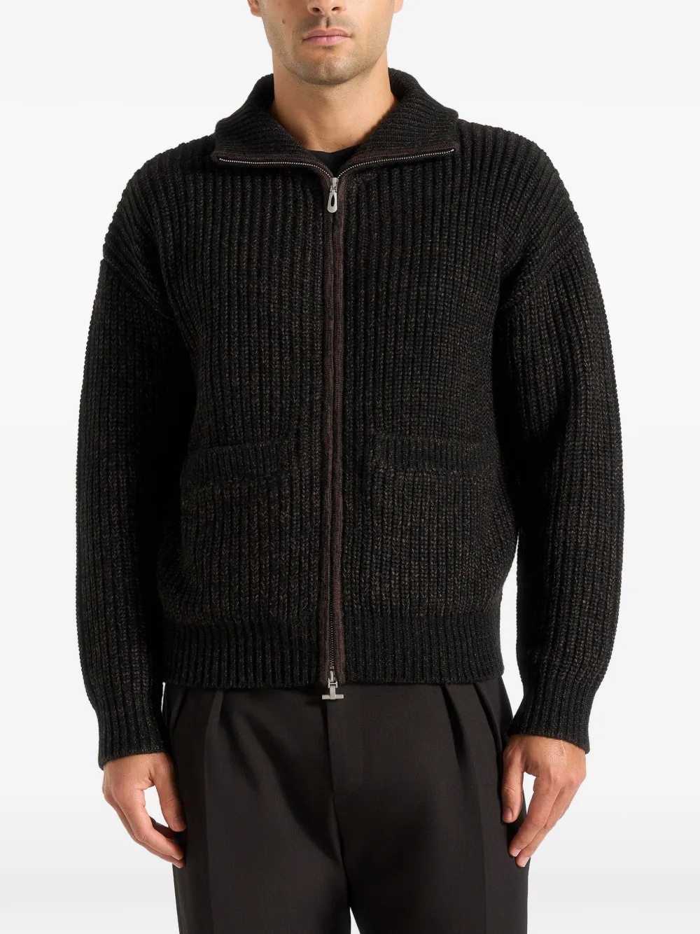 Manière De Voir Jamie gespikkelde jas met rits Zwart