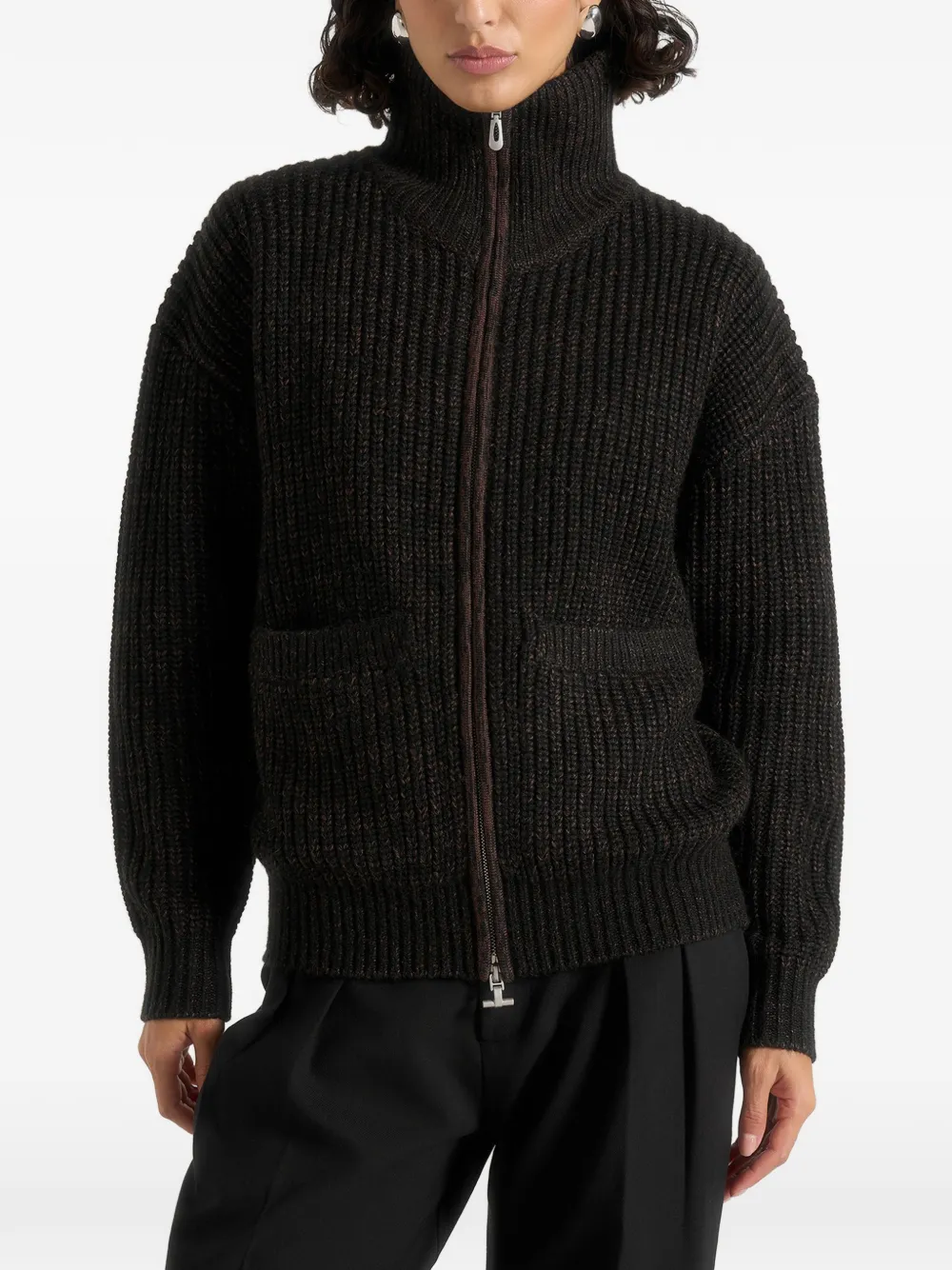 Manière De Voir Jamie gespikkelde jas met rits Zwart