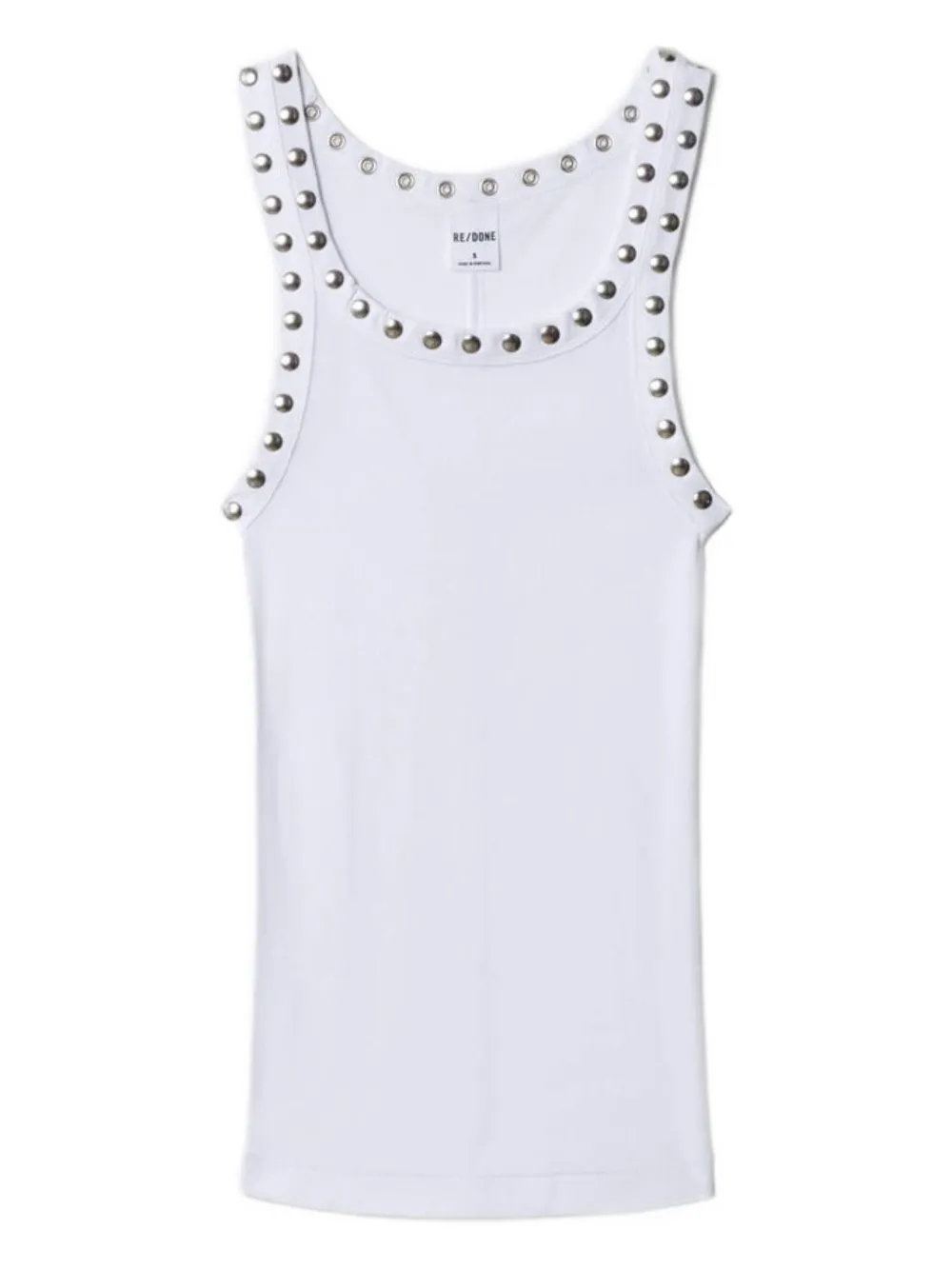 RE/DONE studded ribbed tank top - ホワイト RE/DONE studded ribbed tank top - ホワイト