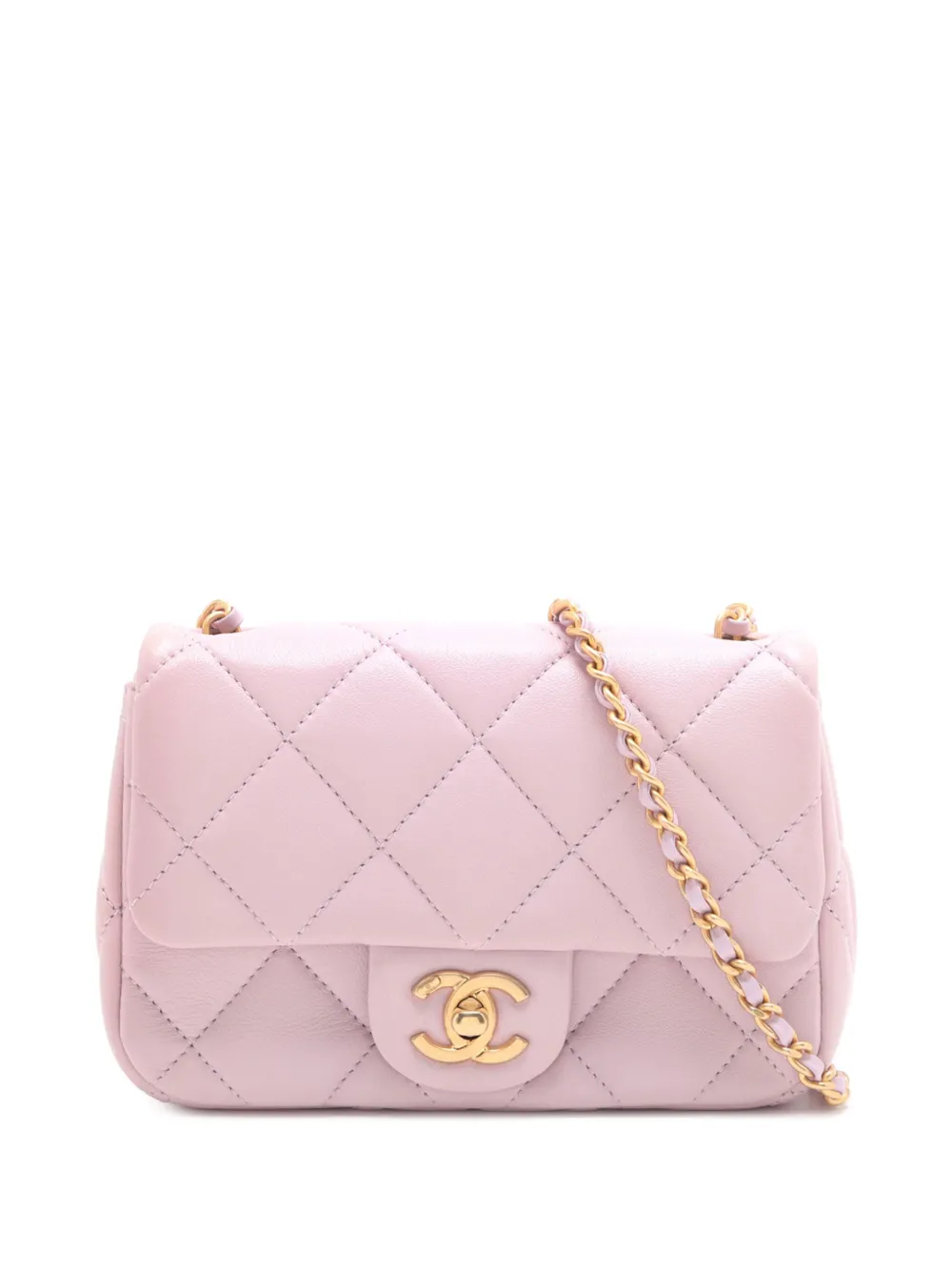 CHANEL Pre-Owned 2021-2025 Mini Quilted Lambskin Double Pearl Flap crossbody bag - Rosa