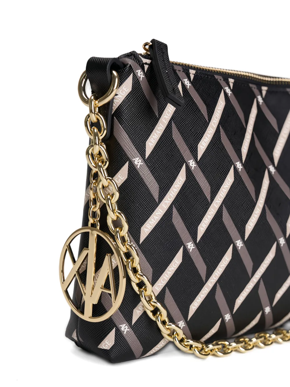 Armani Exchange Geometrische schoudertas met kettingband Zwart
