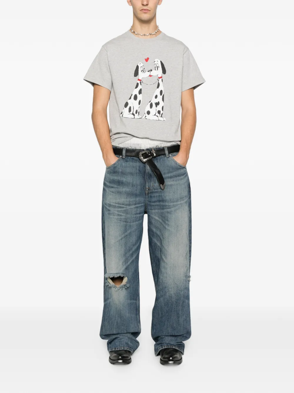 Carne Bollente X Olga Goose Candle The Pooch Smooch Graphic T-shirt In Gray