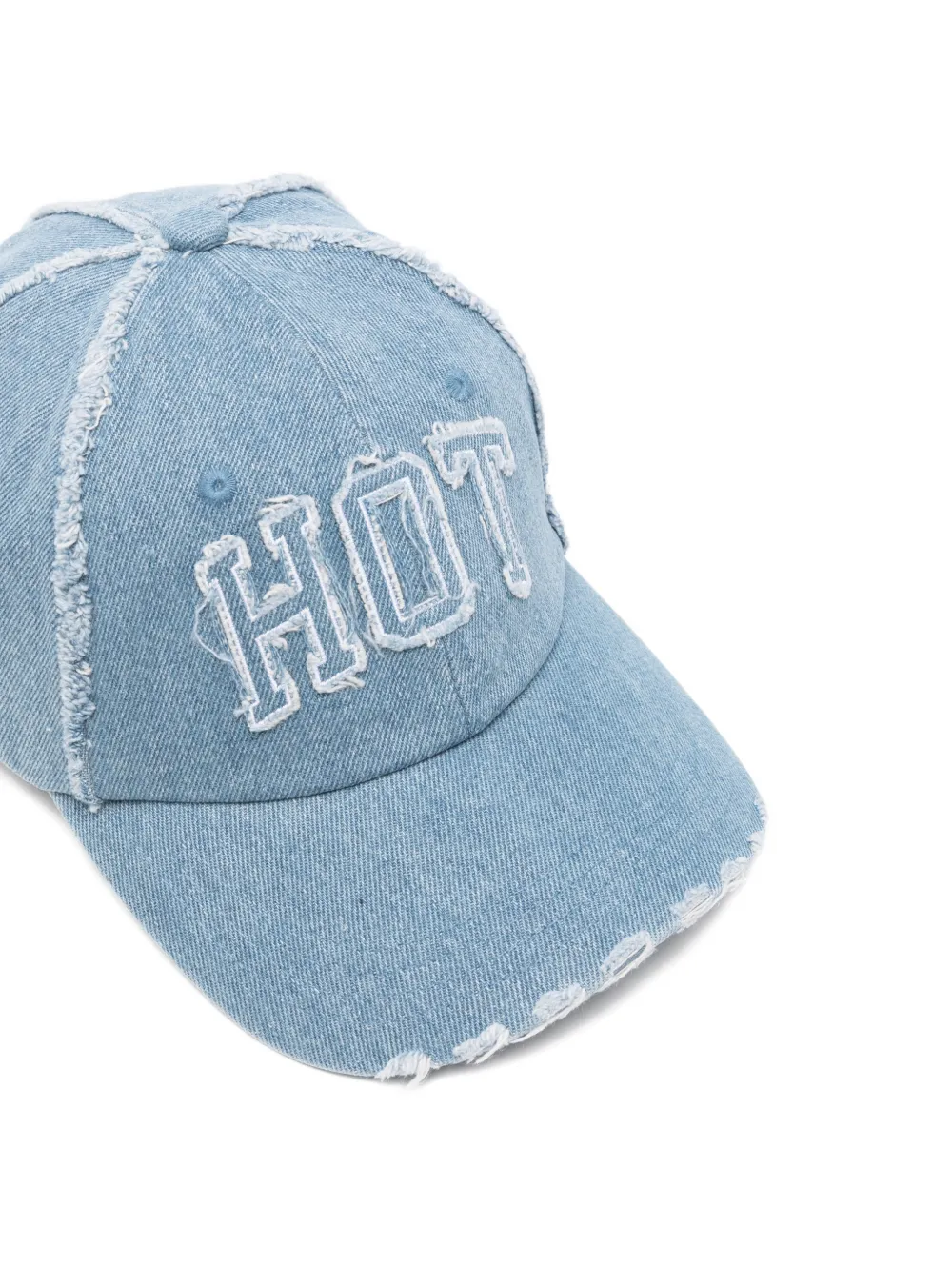 CARNE BOLLENTE Burning Rubber frayed-detail cap hat Blauw