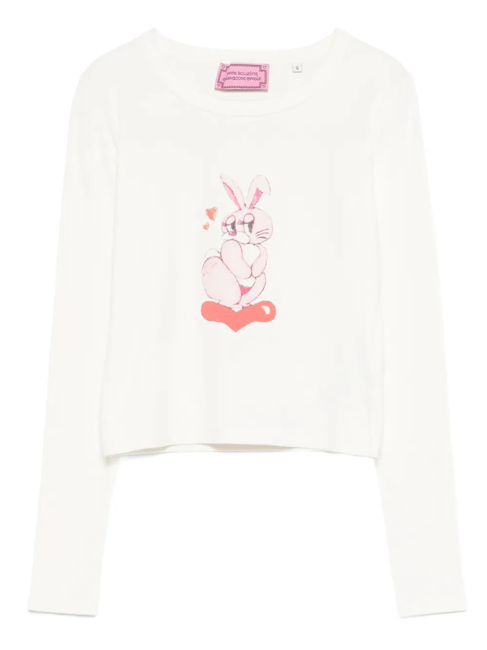 CARNE BOLLENTE T-shirt Love Bunny a maniche lunghe - Bianco