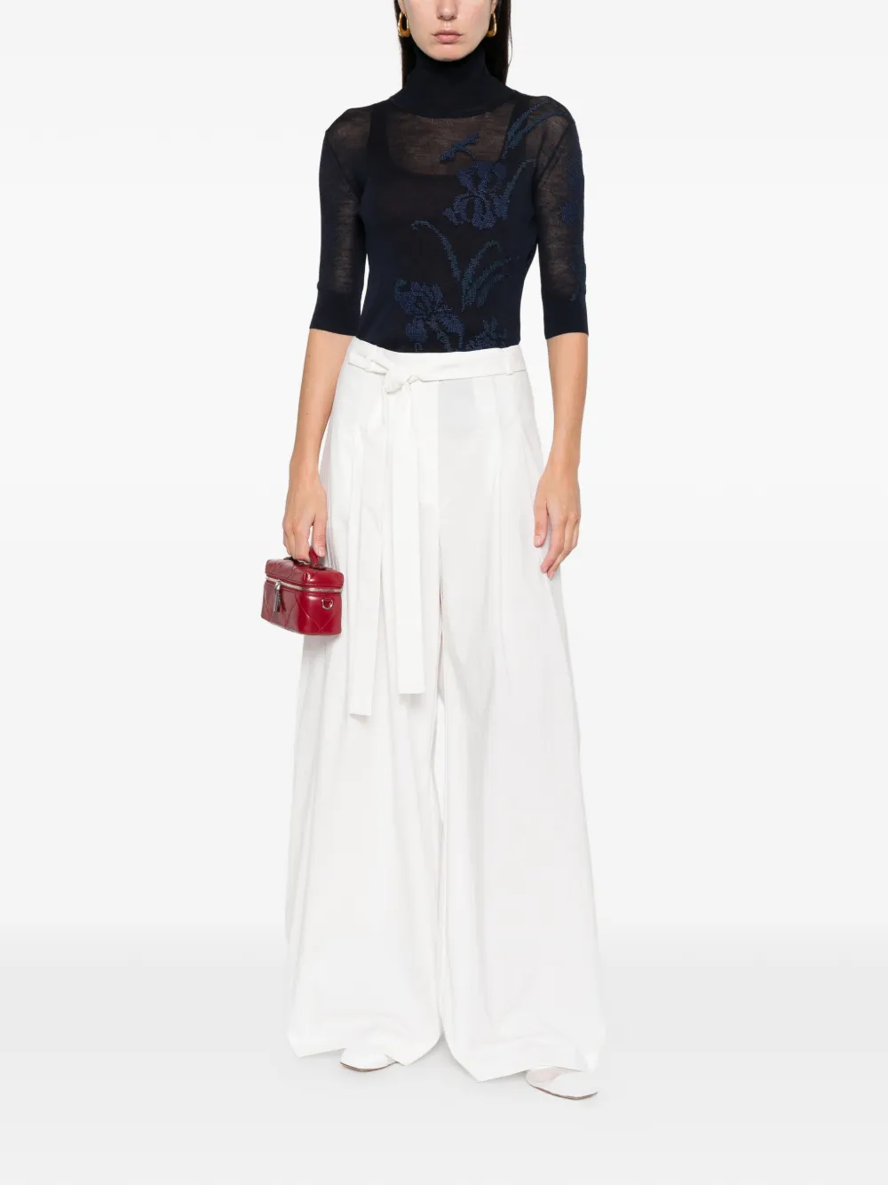 Ermanno Scervino Top met col en geborduurde bloemen Blauw