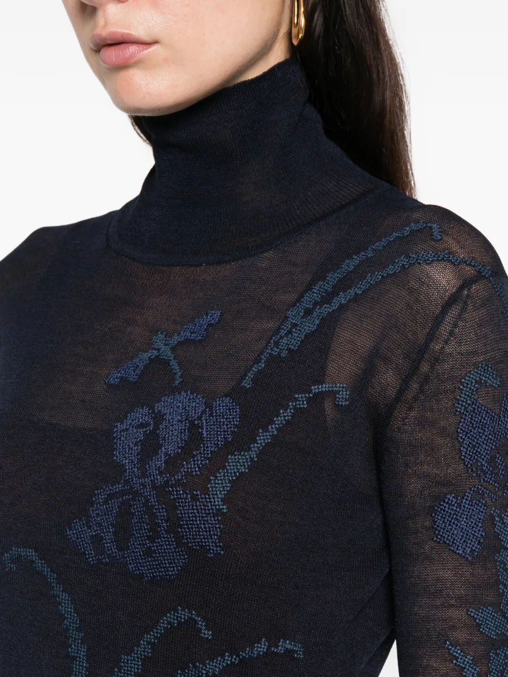 Ermanno Scervino Top met col en geborduurde bloemen Blauw