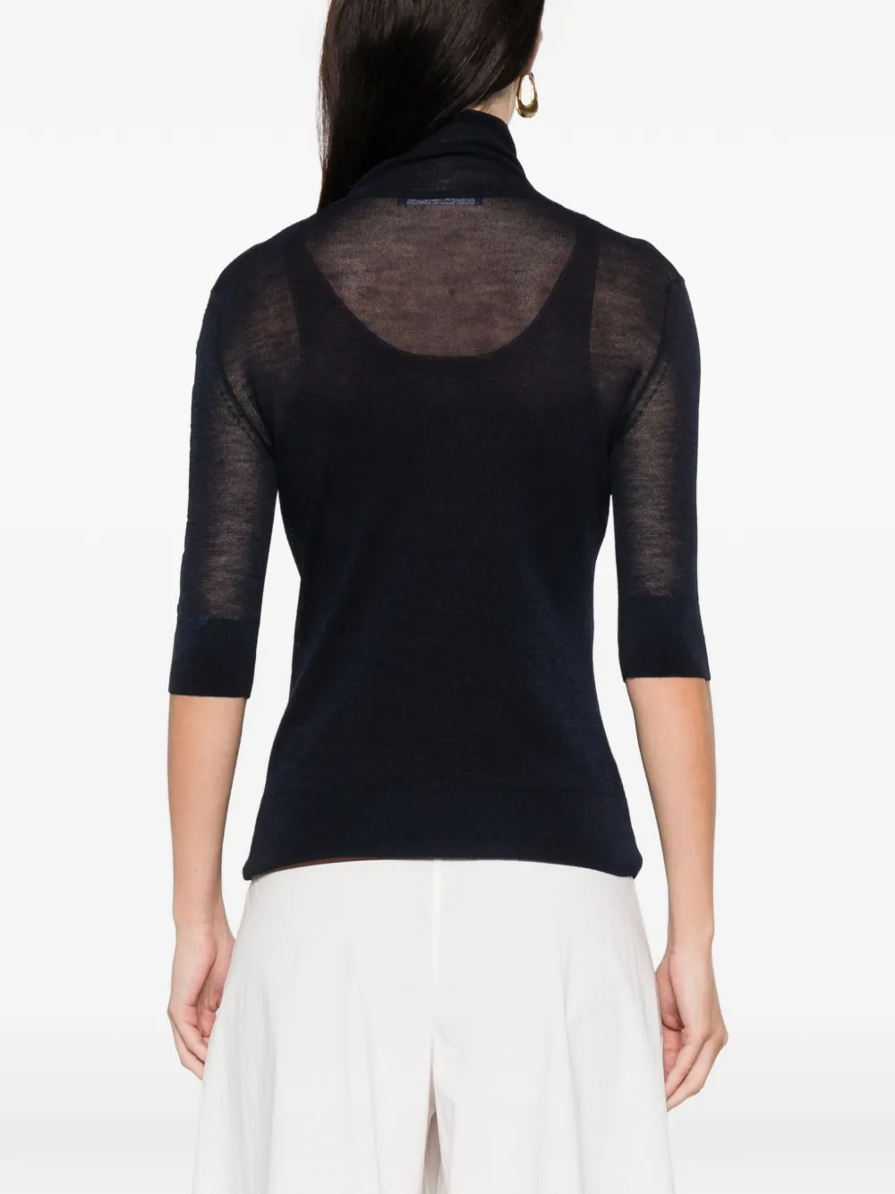 Ermanno Scervino Top met col en geborduurde bloemen Blauw