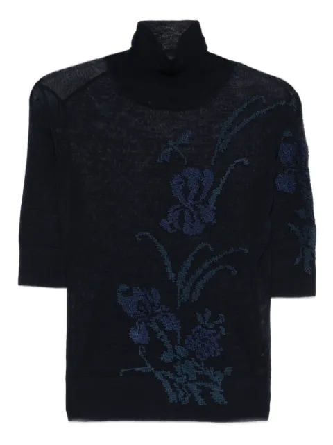 Ermanno Scervino floral-embroidered roll-neck top