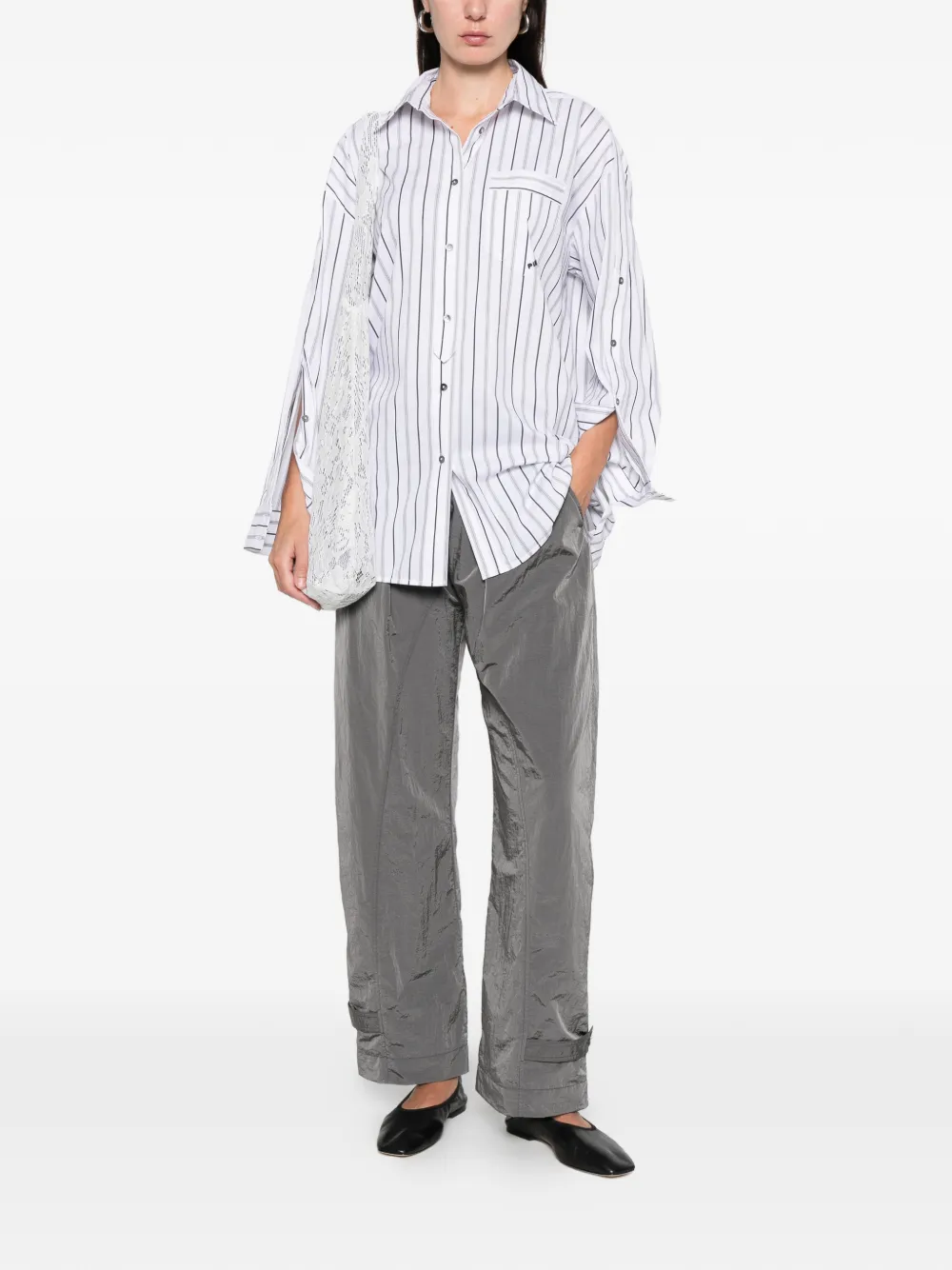 PINKO striped-pattern pocket shirt - Wit