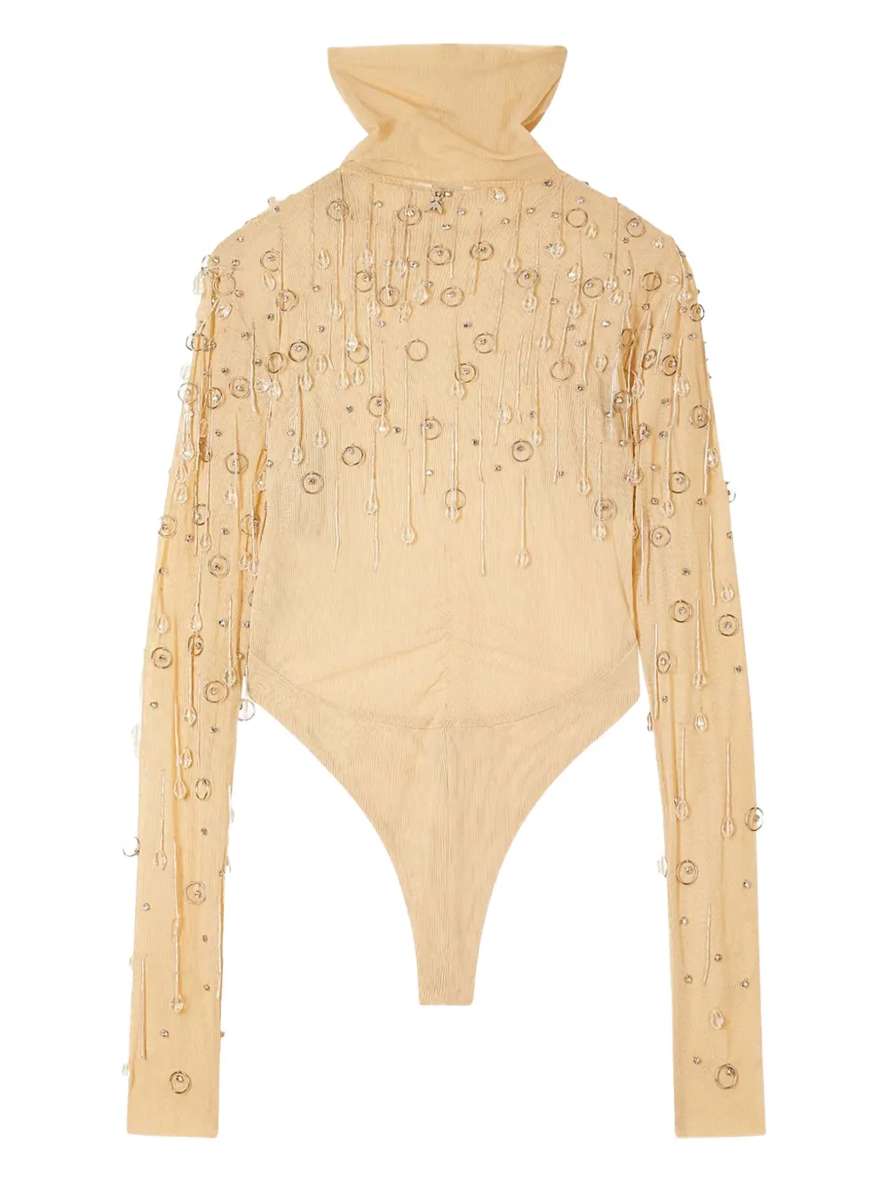Patrizia Pepe Bead-embellishment Bodysuit In Gold