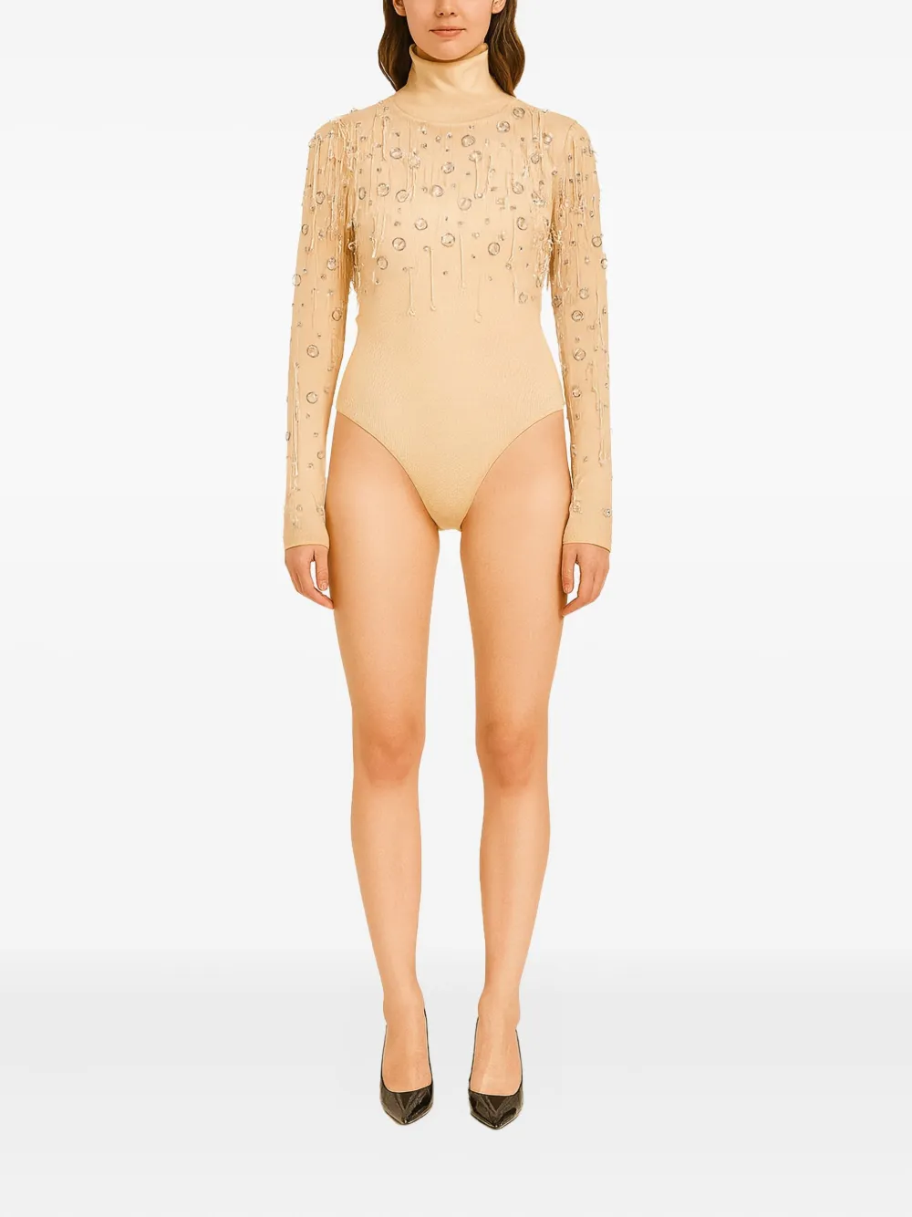 Patrizia Pepe Bead-embellishment Bodysuit In Gold