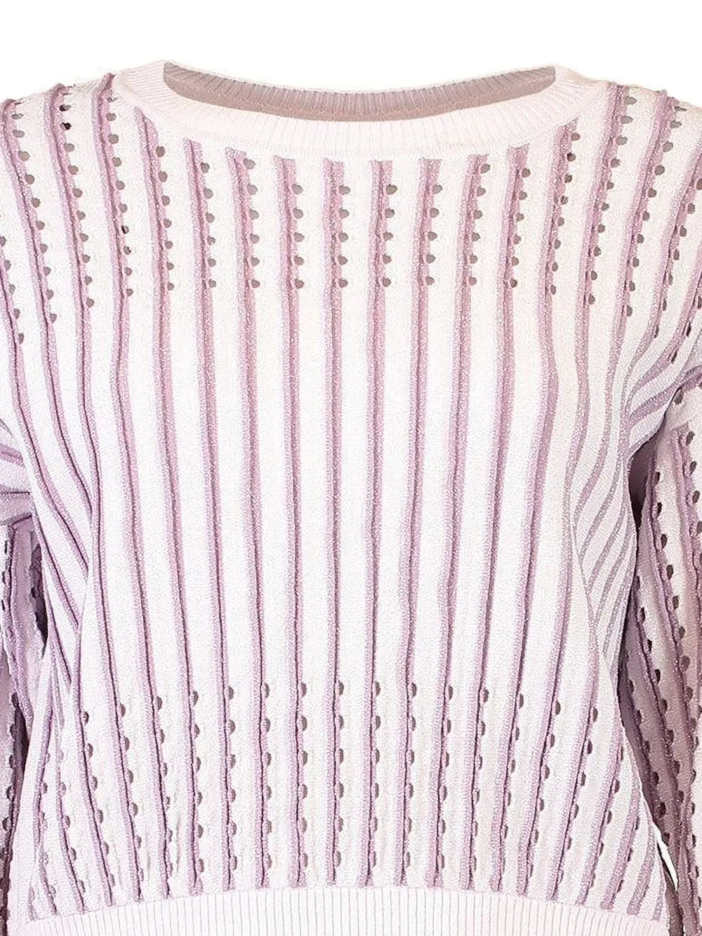  Christy Lynn Anaya Pinstripe Openwork Sweater - White 