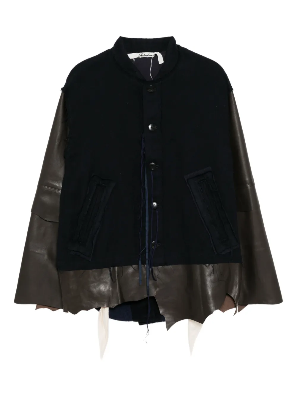 midorikawa leather panelled coat | Black | Image 1