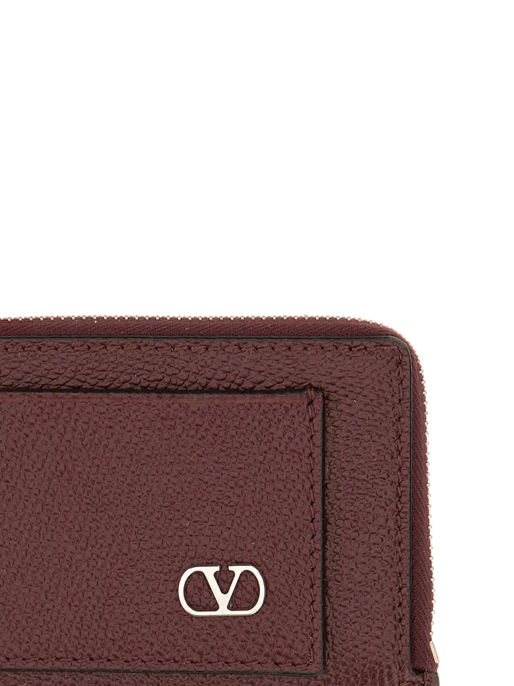Valentino Garavani VLogo leren portemonnee met rits Rood