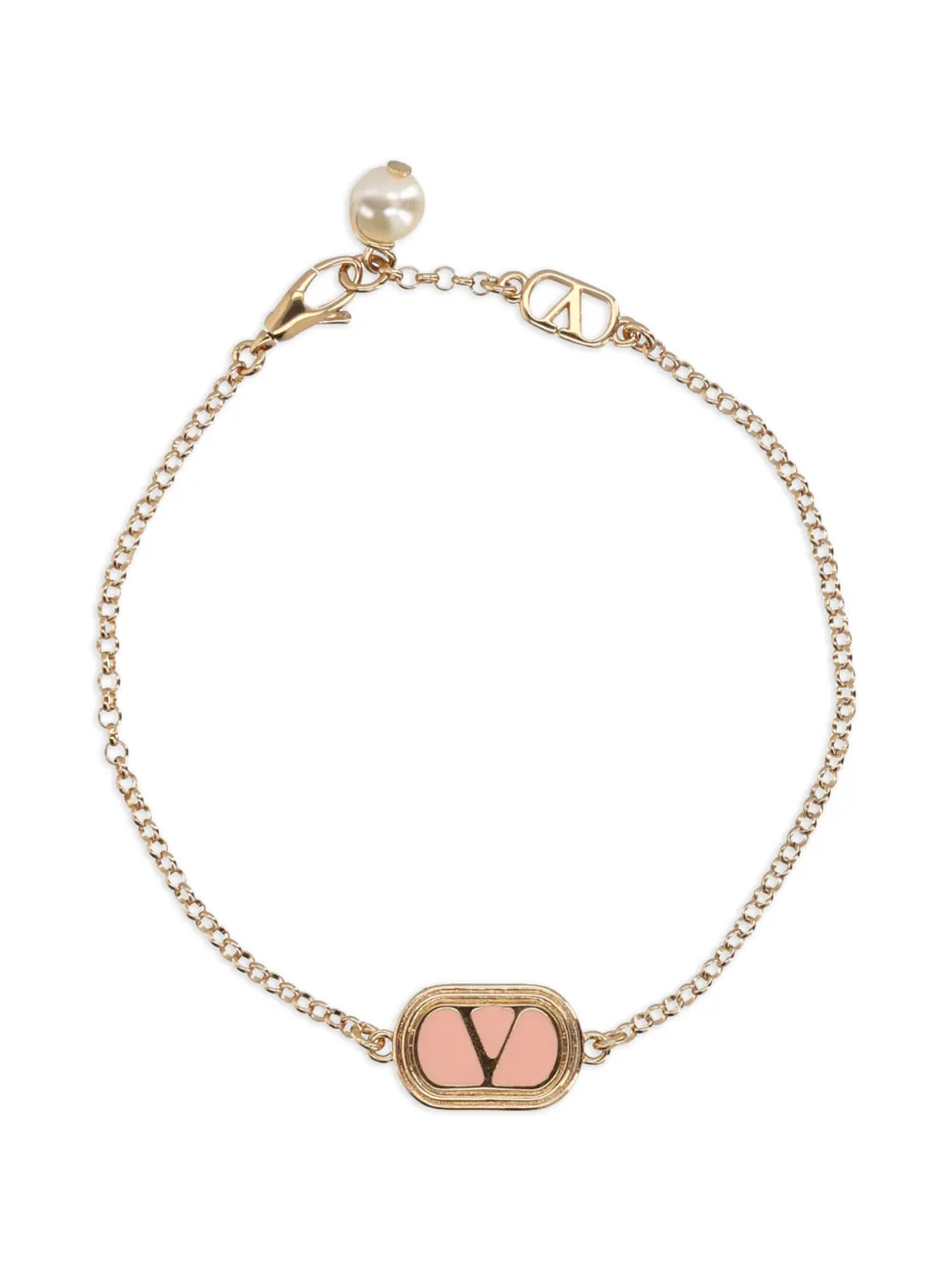 Valentino Garavani logo pearl bronze bracelet - Goud