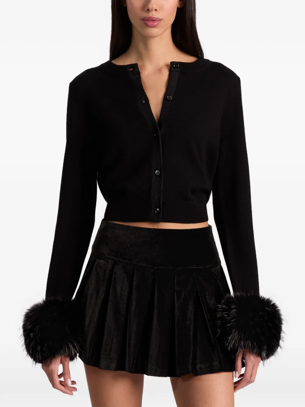 Alice And Olivia Dollie Cardigan In Black