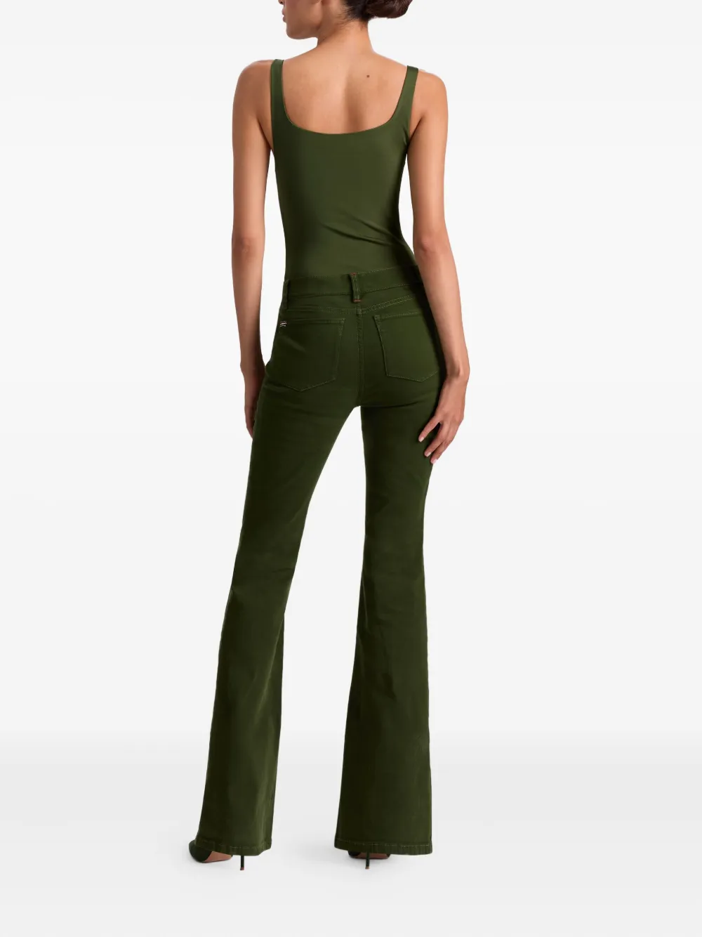Alice And Olivia Eve Front-zip Jumpsuit In Green