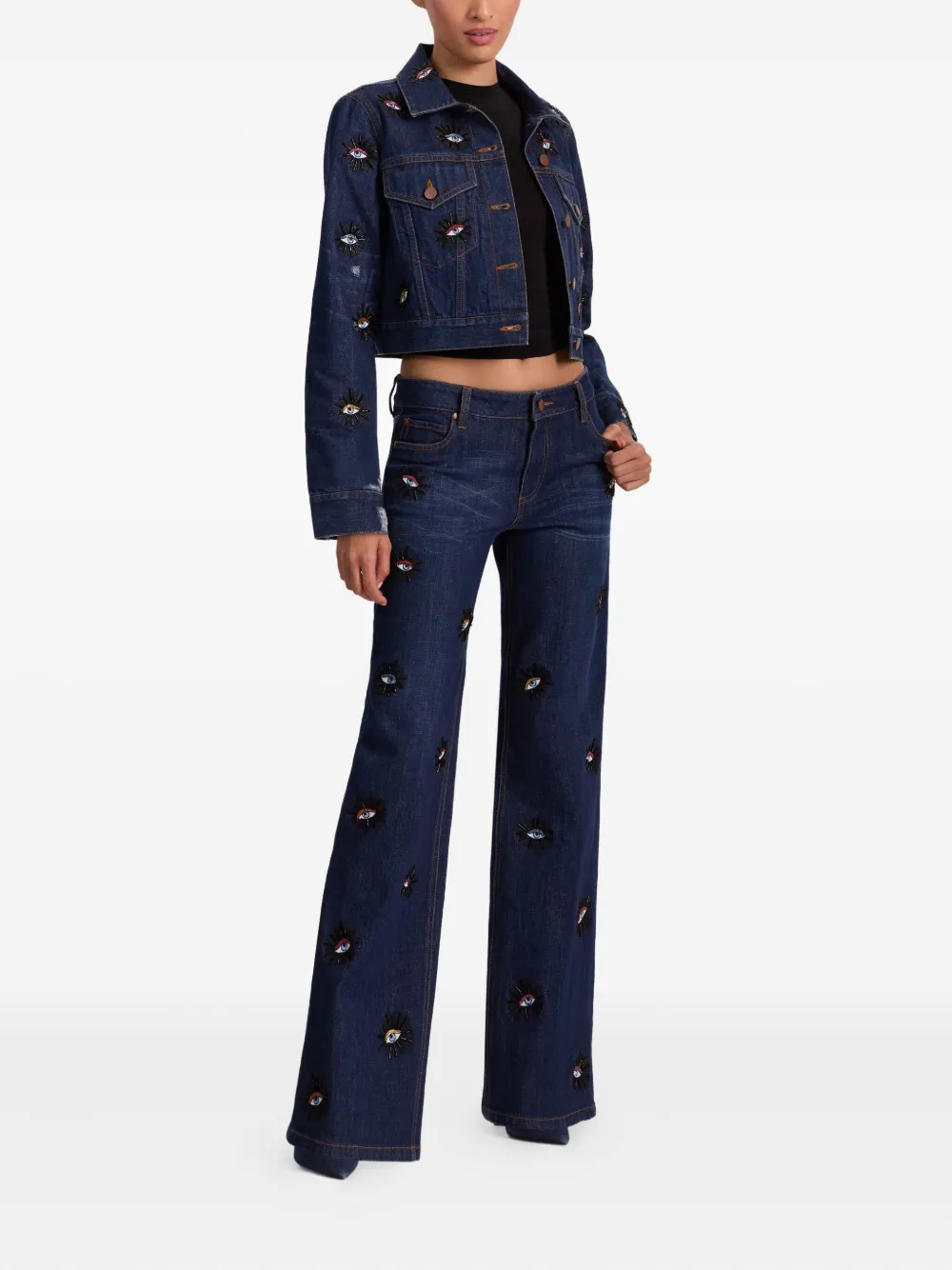 Alice + olivia Roxie jeans verfraaid met ogen - Blauw