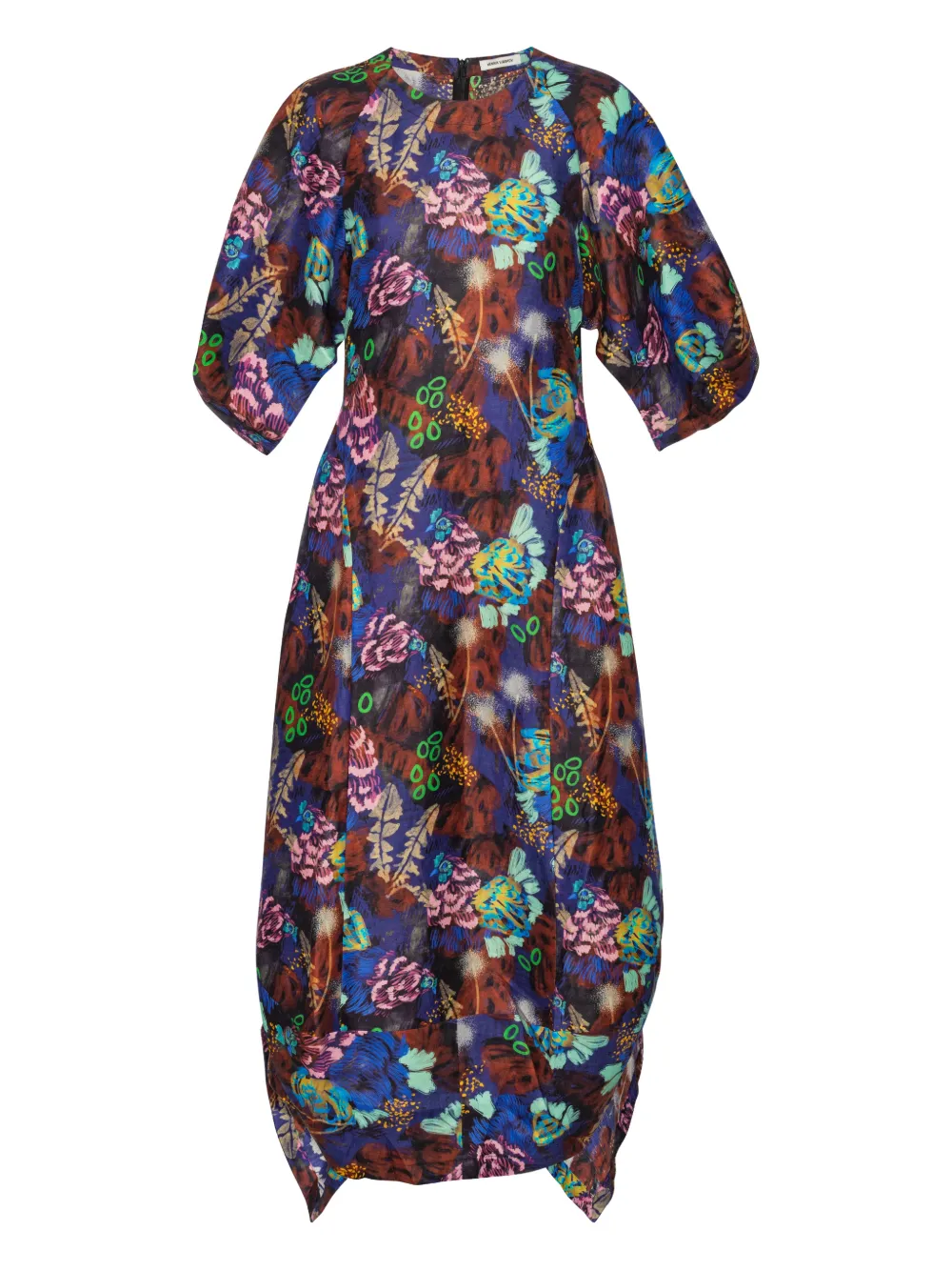 Henrik Vibskov puff-sleeve abstract-print midi dress - Blu