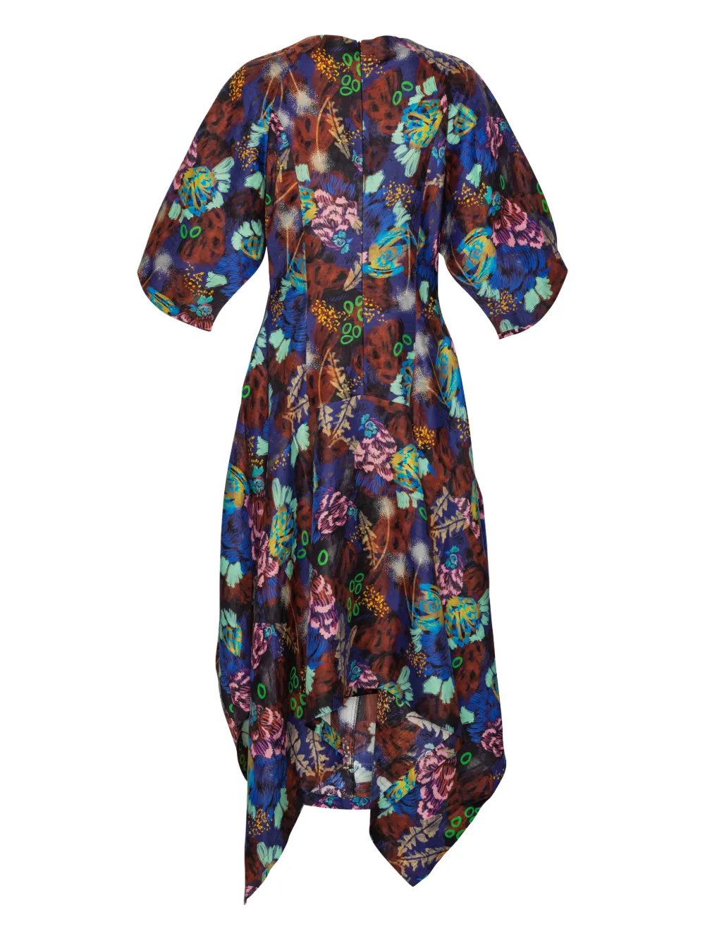 Henrik Vibskov puff-sleeve abstract-print midi dress - Blauw