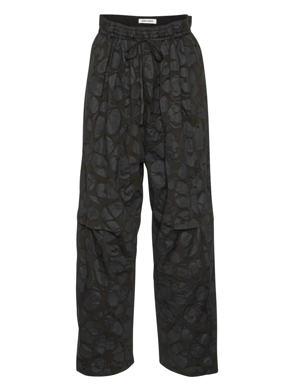 Henrik Vibskov Pantaloni con stampa e coulisse - Nero