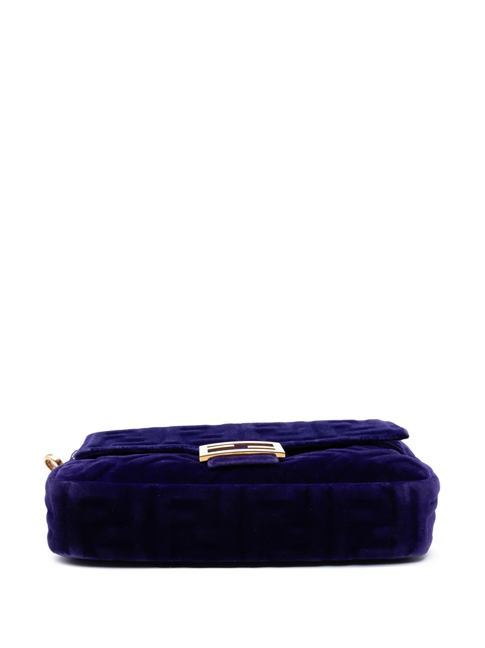 Pre-owned Fendi 2010-2025 Zucca Embossed Velvet Baguette Satchel In Purple