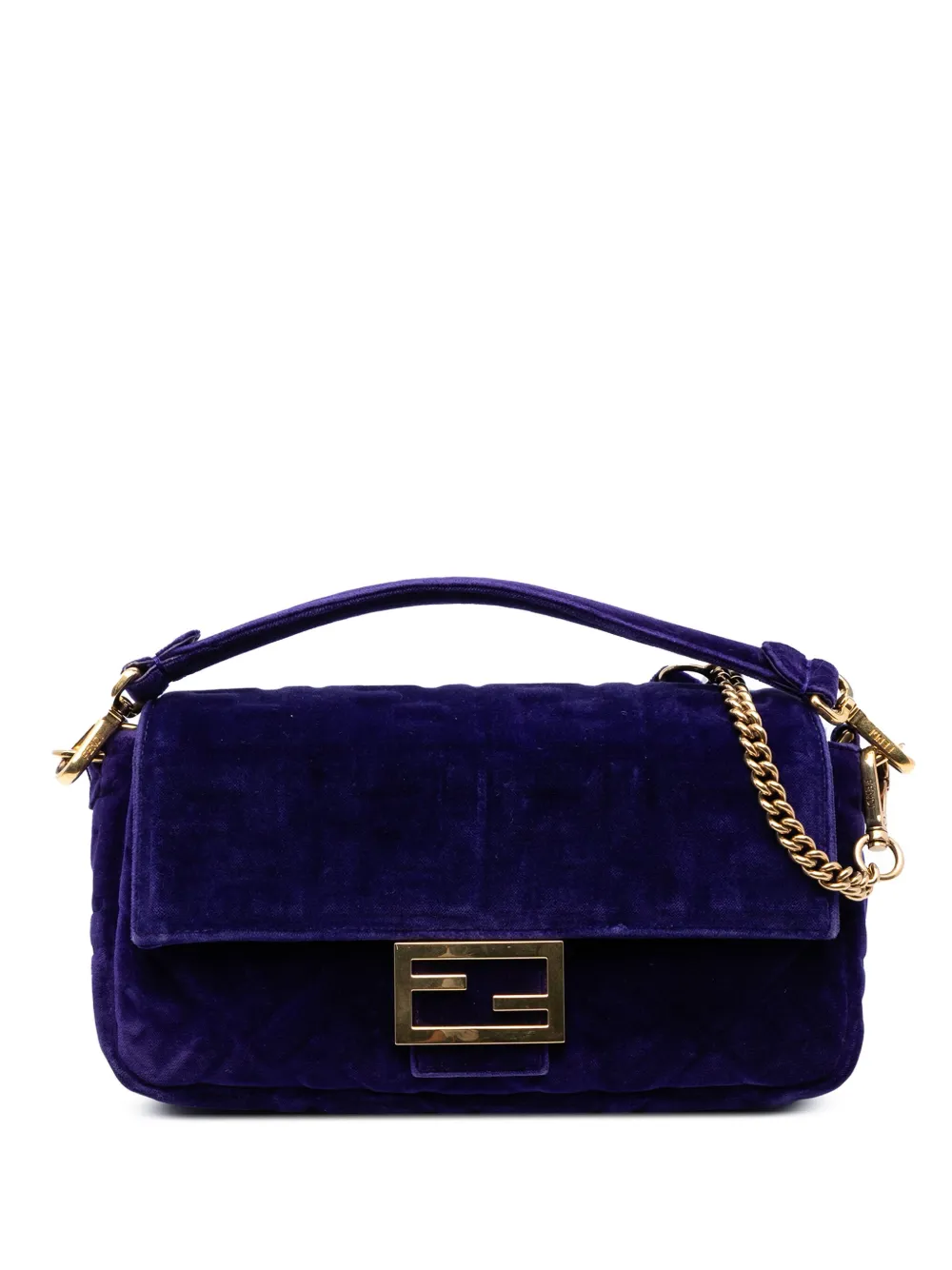 Fendi Pre-Owned 2010-2025 Zucca Embossed Velvet Baguette satchel | Purple | Image 1