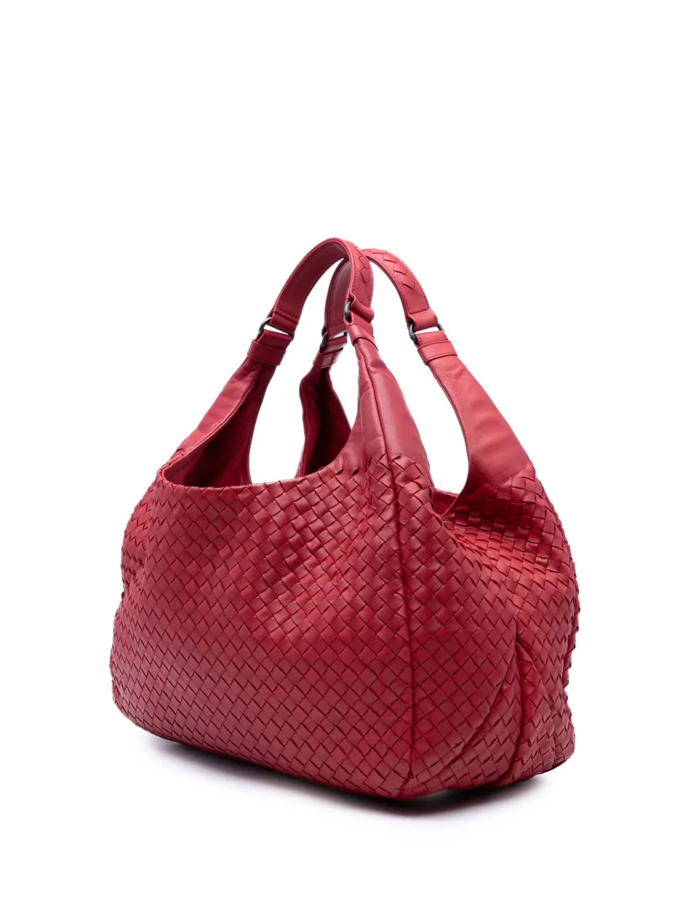 Pre-owned Bottega Veneta 2012-2025 Large Nappa Intrecciato Campana Hobo Bag In Red