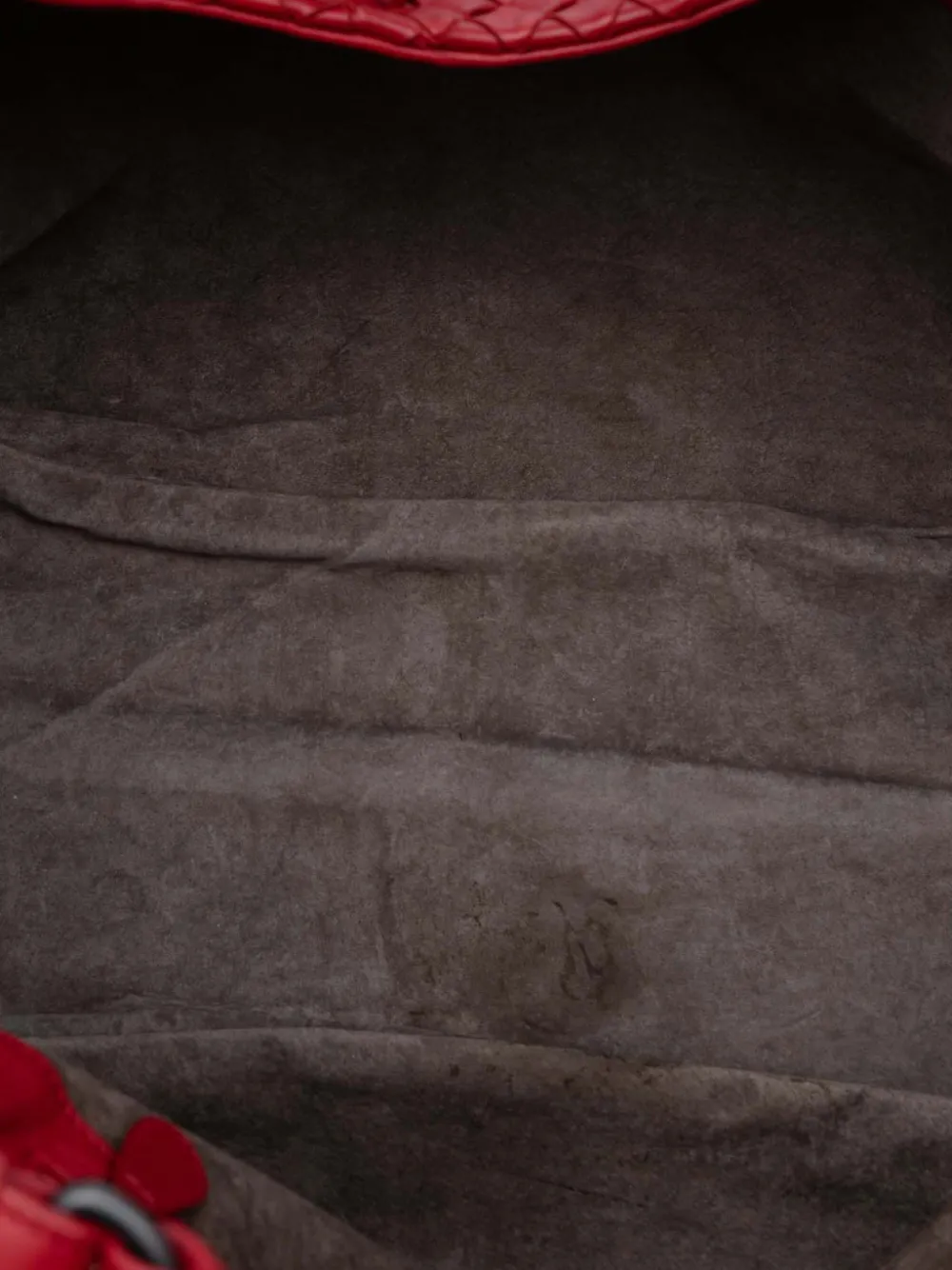 Pre-owned Bottega Veneta 2012-2025 Large Nappa Intrecciato Campana Hobo Bag In Red