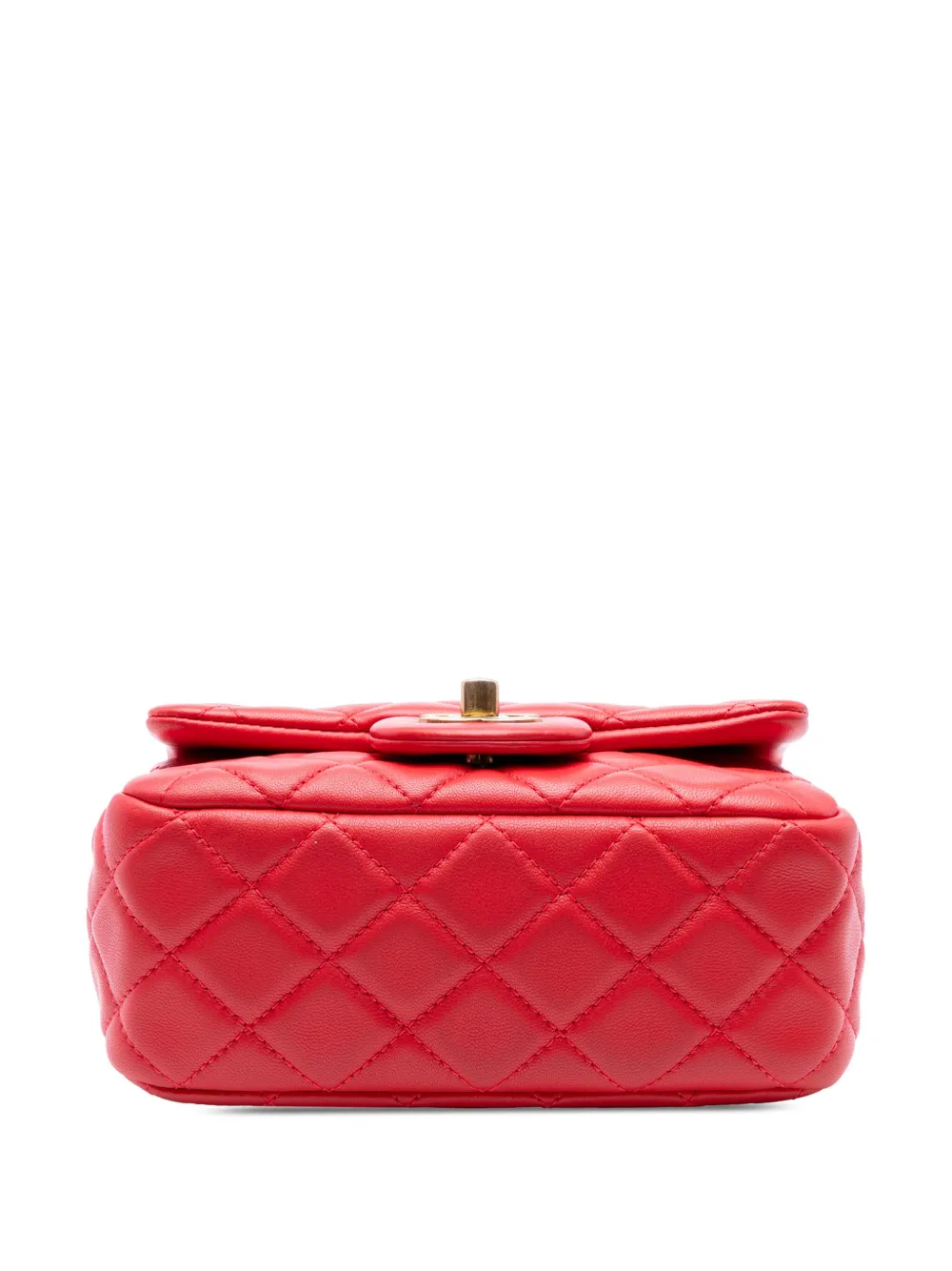 2019 Mini Square Classic Lambskin Pearl Crush Single Flap Crossbody Bag
