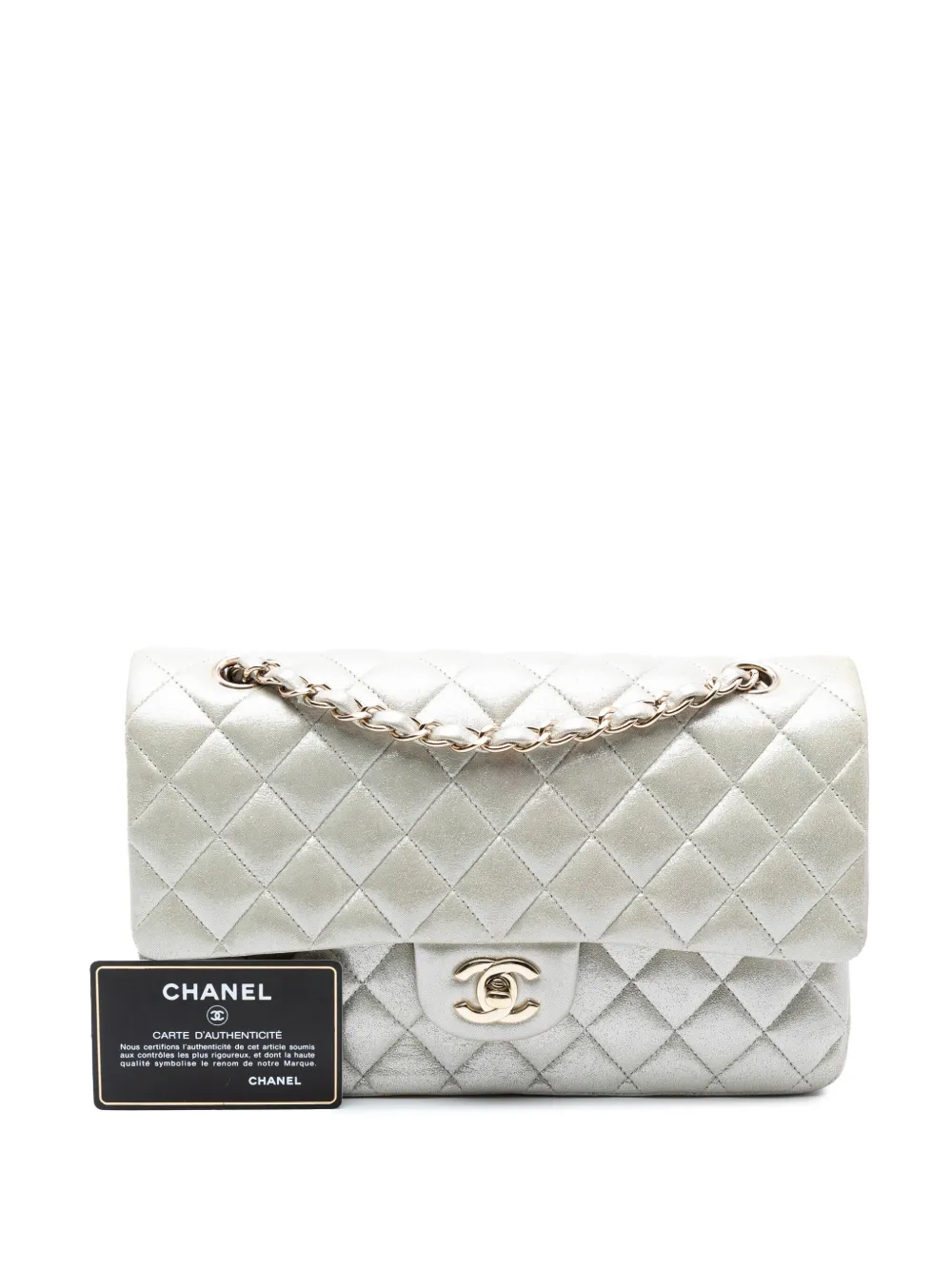 CHANEL Pre-owned 2011 Medium Classic Iridescent Lambskin Double Flap Shoulder Bag In Gold