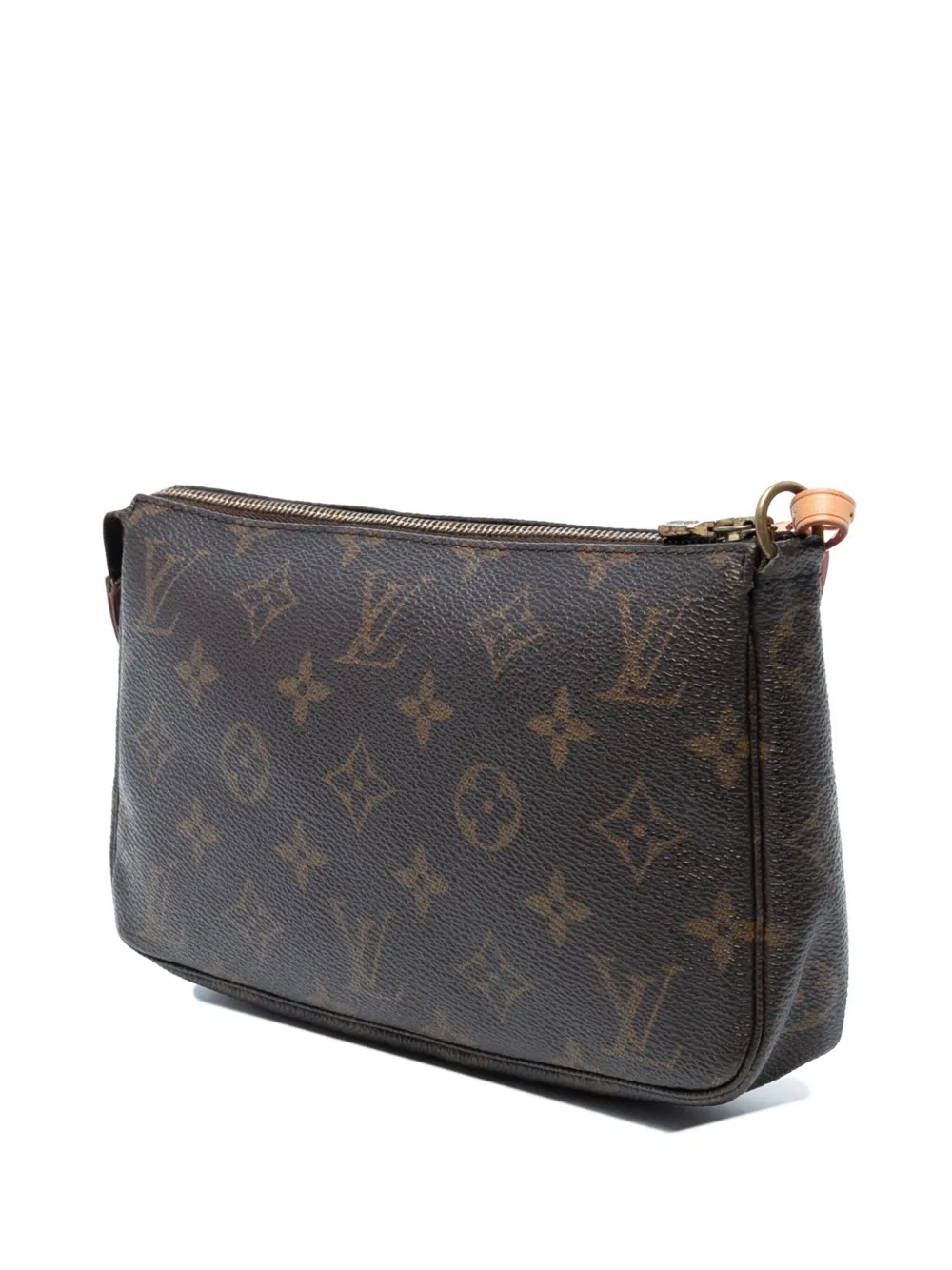 Pre-owned Louis Vuitton 2000 Monogram Pochette Accessoires Shoulder Bag In Brown