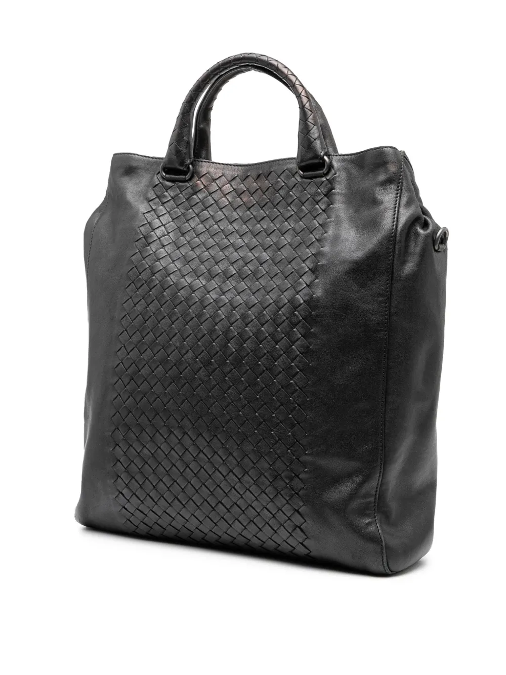 Pre-owned Bottega Veneta 2012-2025 Nappa Intrecciato Vertical Convertible Satchel In Black
