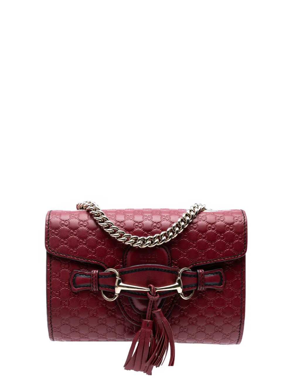 Pre-owned Gucci 2016-2025 Mini Microssima Emily Crossbody Bag In Red