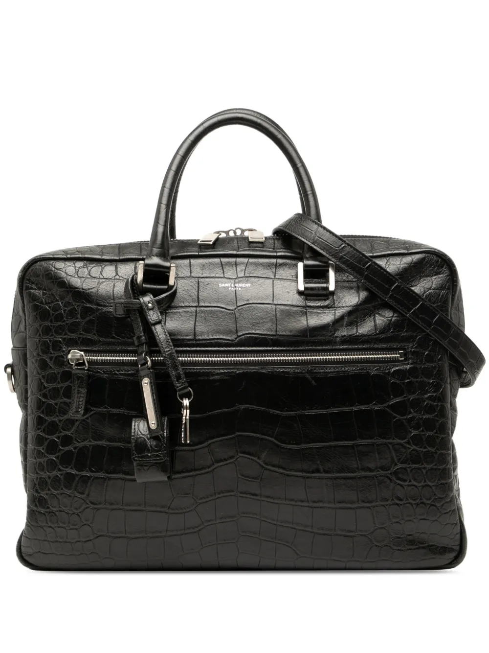 Saint Laurent Pre-Owned 2018 Crocodile Embossed Leather Sac de Jour Briefcase business bag | noir | Image 1