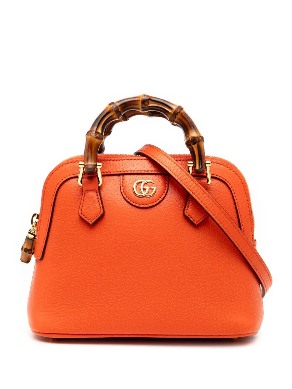 Gucci Pre-Owned 2016-2025 ミニ ダラー カーフスキン バンブー ダイアナ ドーム サッチェルバッグ - オレンジ