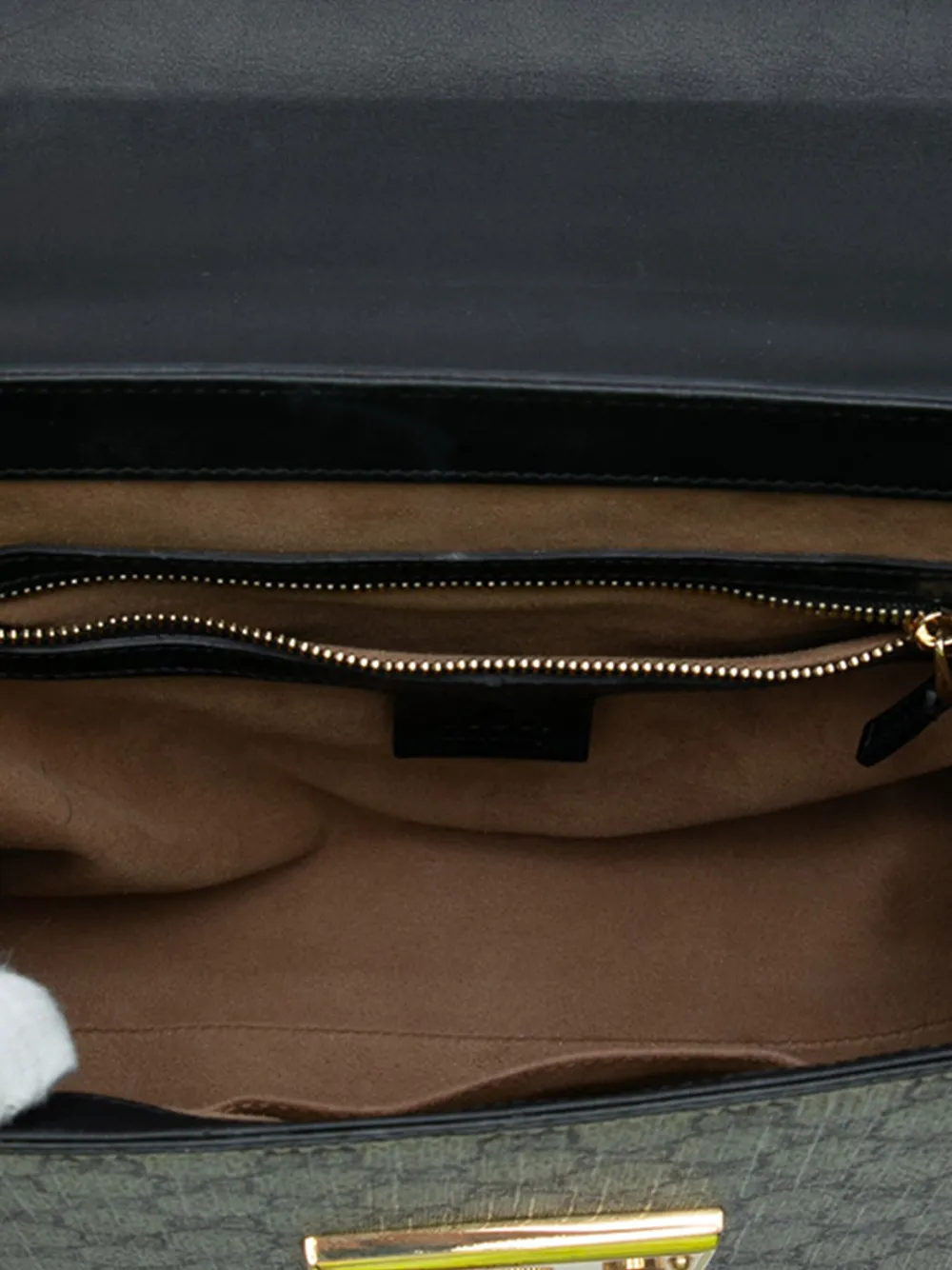 Pre-owned Gucci 2016-2025 Small Gg Supreme Padlock Satchel In Brown