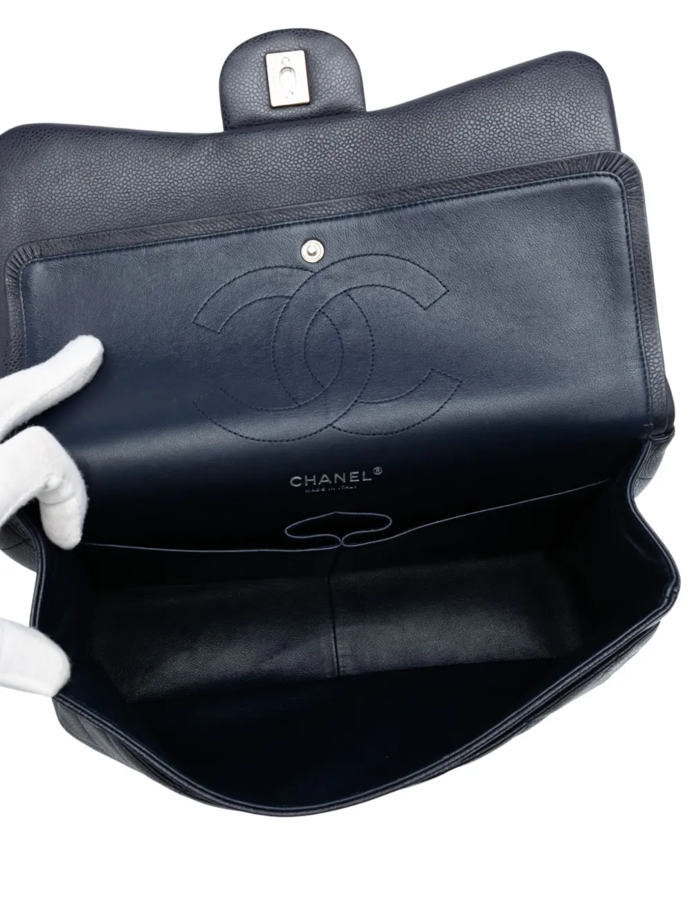 CHANEL Pre-owned 2013-2014 Jumbo Classic Caviar Double Flap Shoulder Bag In Blue