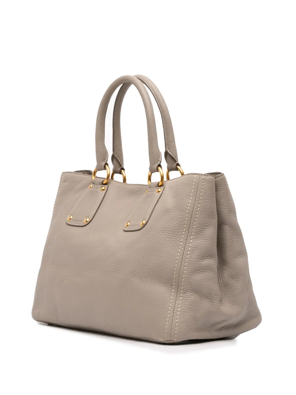 PRADA Pre-owned 2000-2025 Vitello Daino Open Convertible Tote Satchel In Gray