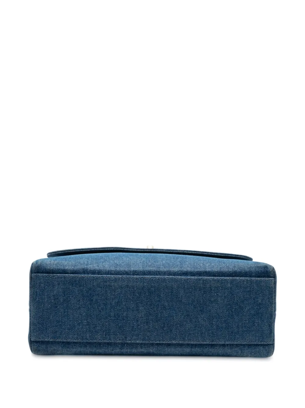 Pre-owned Chanel 1997-1999 Cc Denim Kelly Top Handle Bag Handbag In Blue