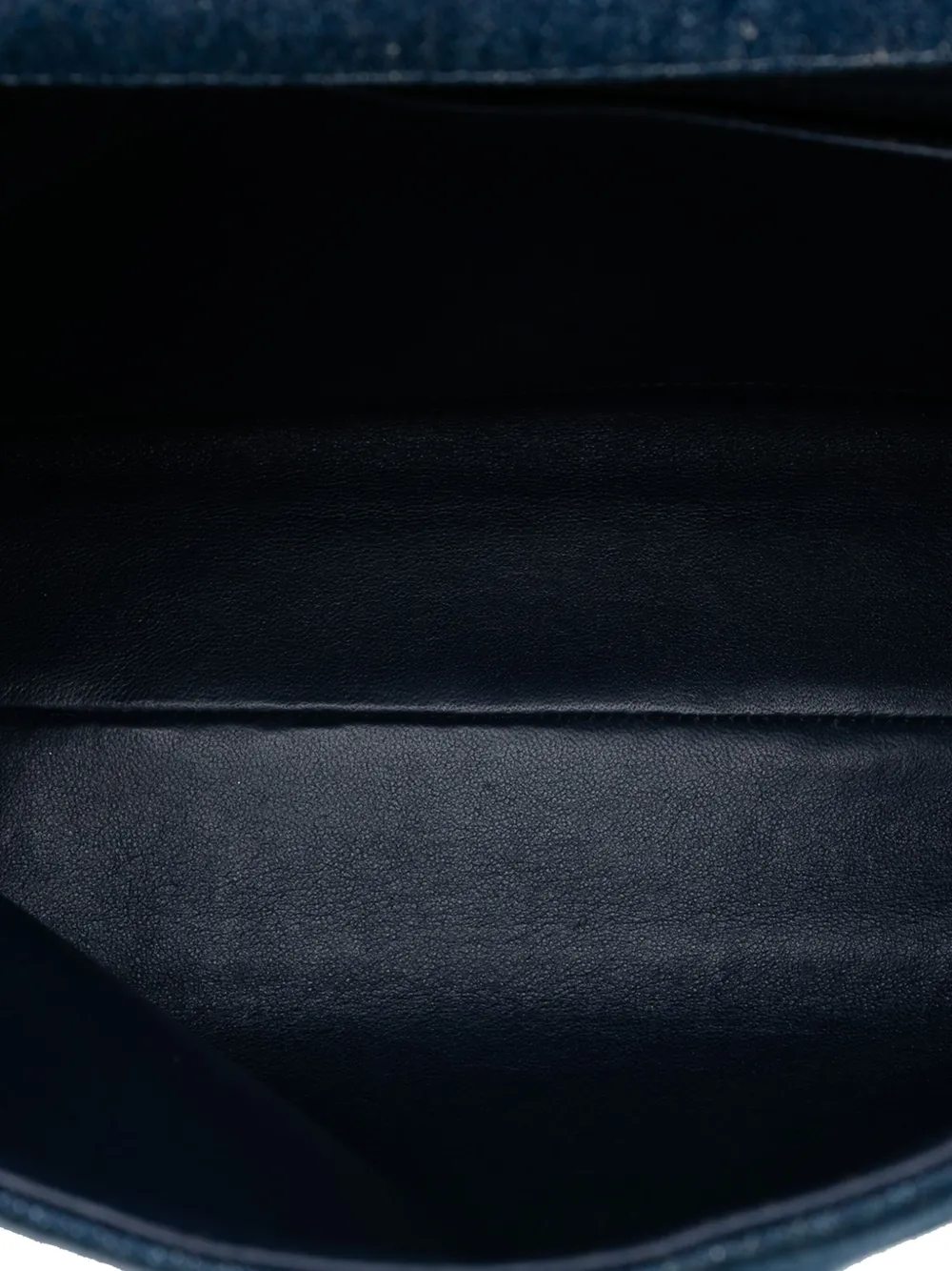 Pre-owned Chanel 1997-1999 Cc Denim Kelly Top Handle Bag Handbag In Blue