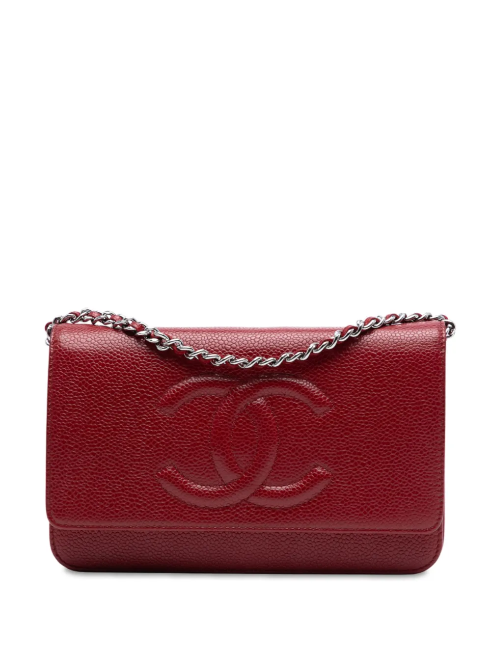 CHANEL Pre-Owned 2012 ココマーク キャビア ウォレット オン チェーン ショルダーバッグ - レッド CHANEL Pre-Owned 2012 ココマーク キャビア ウォレット オン チェーン ショルダーバッグ - レッド