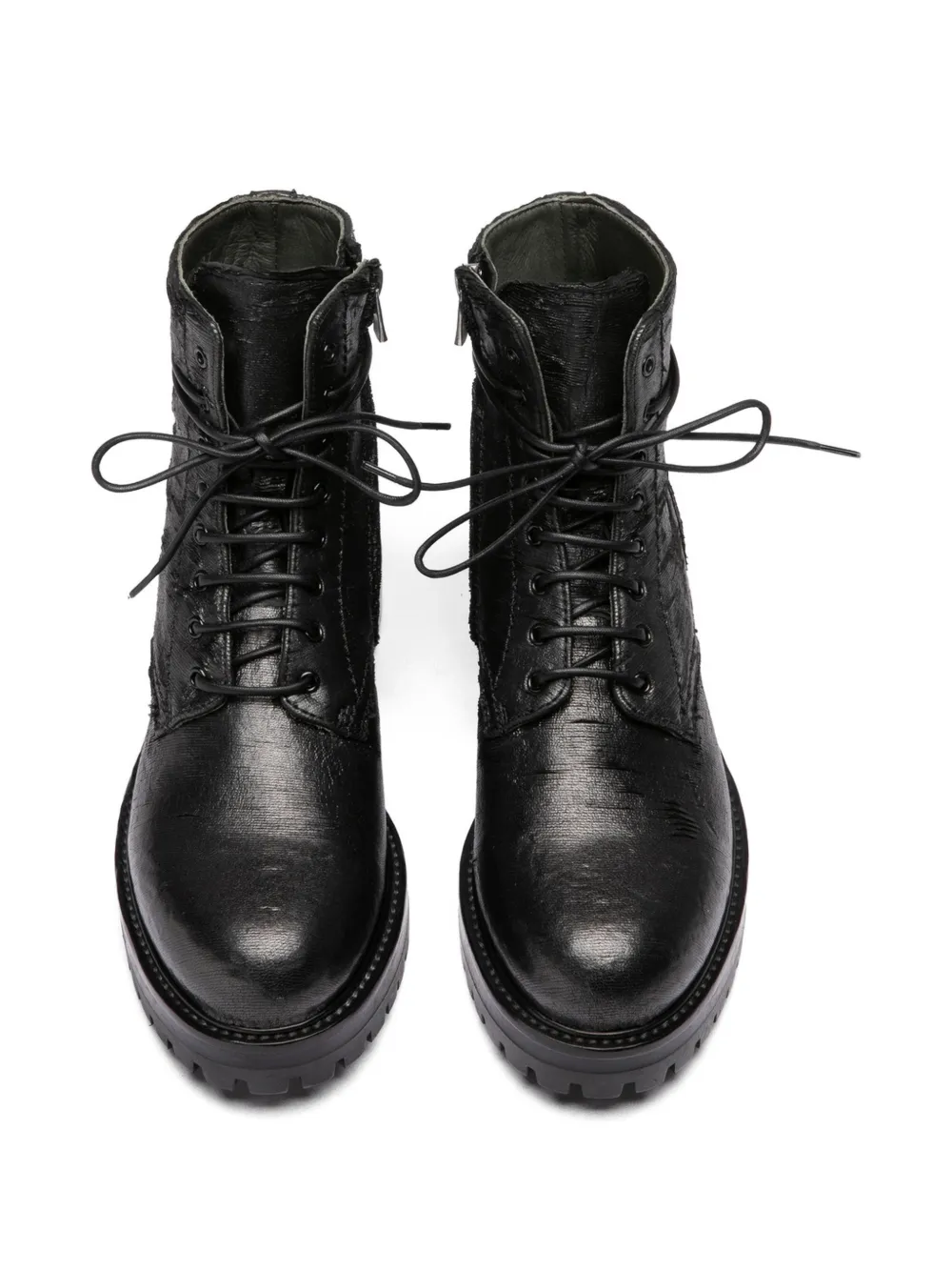 Officine Creative Domitille leren veterlaarzen Zwart