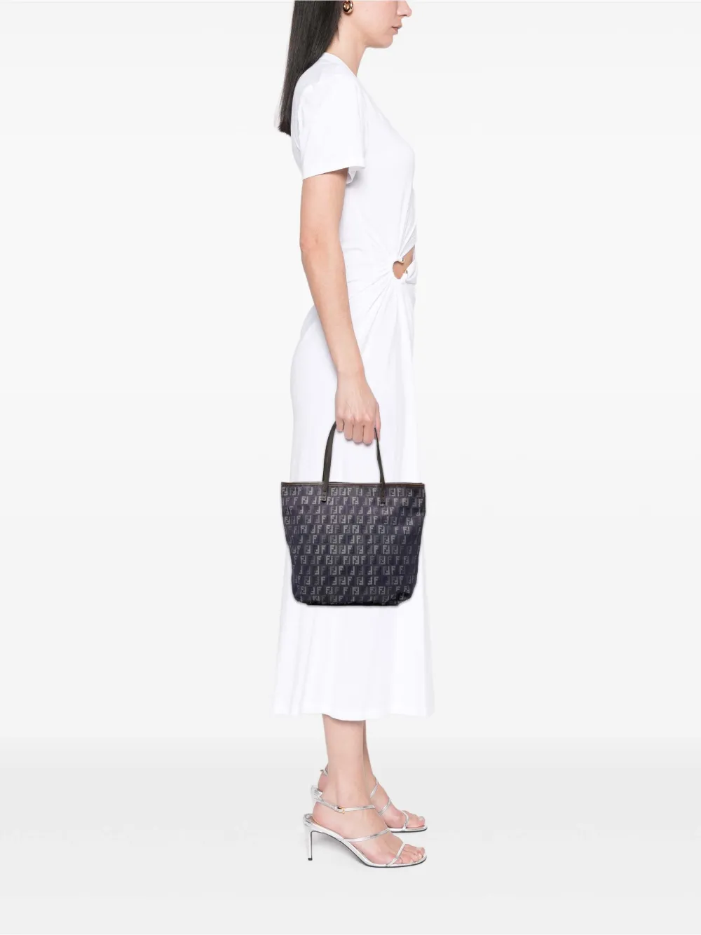 Pre-owned Fendi 2000-2010 Zucchino Denim Tote Bag In Blue