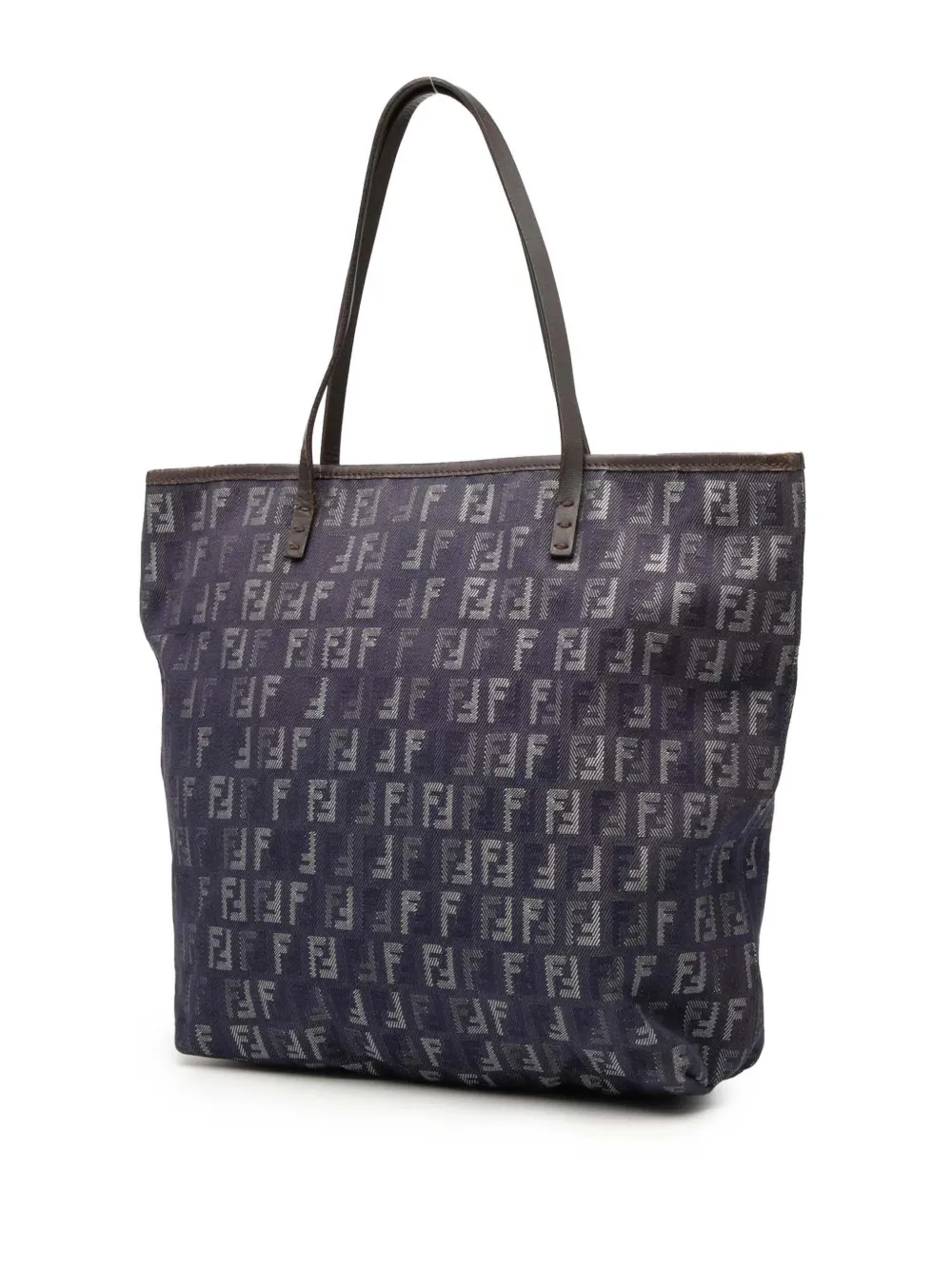 Pre-owned Fendi 2000-2010 Zucchino Denim Tote Bag In Blue