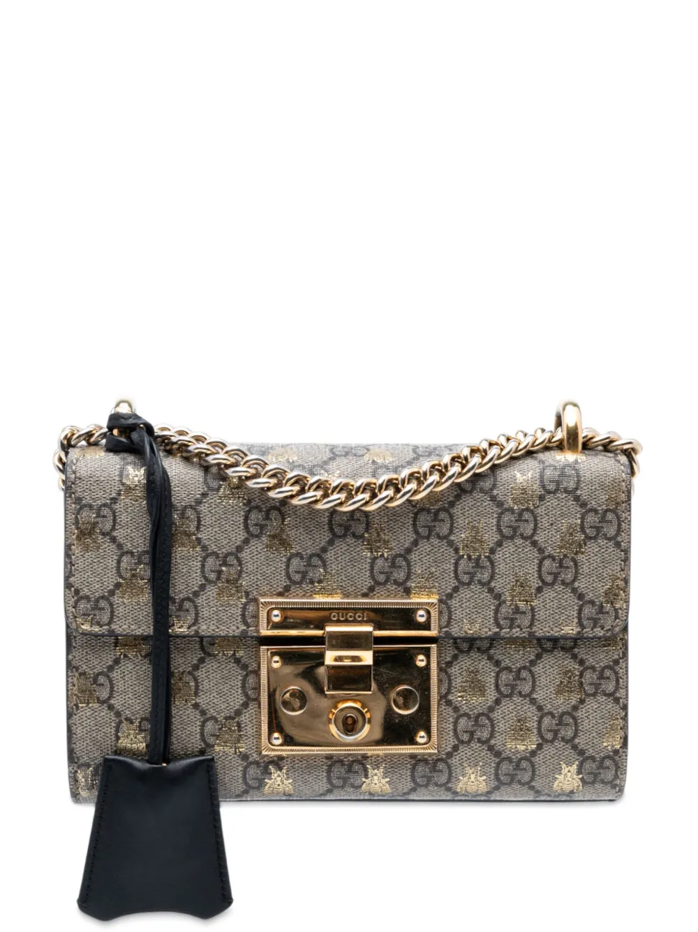 Gucci Pre-Owned 2016-2025 スモール GGスプリーム ビー パドロック ショルダーバッグ - ブラウン