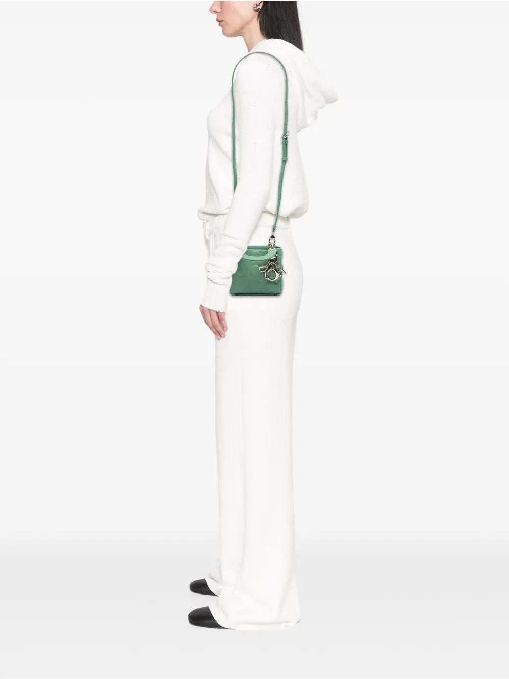 DIOR Pre-owned 2020 Micro Lambskin Cannage Lady Satchel In Green